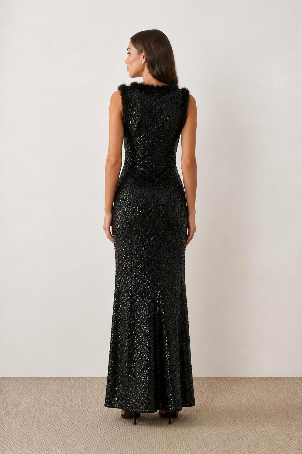 Amelia | Sequin Mini Dress, V-Neck Bodycon Club Style - back view