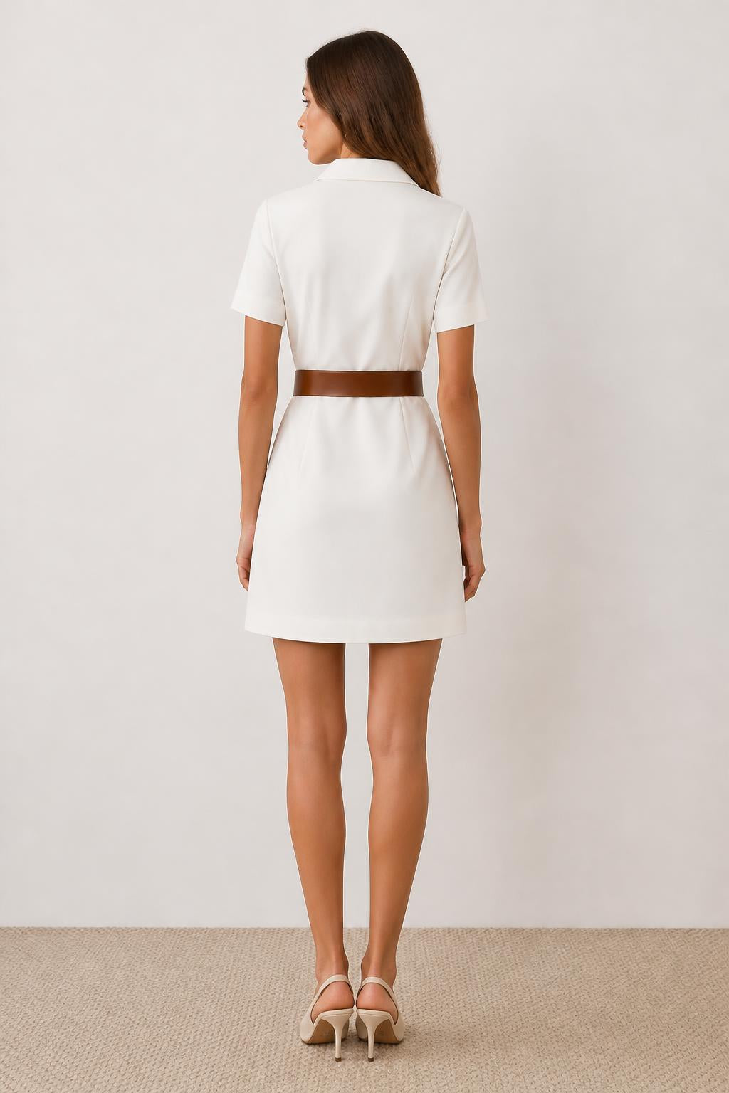 Charlotte | A Line Dress, Short Sleeve for Weddings and Banquets - back view