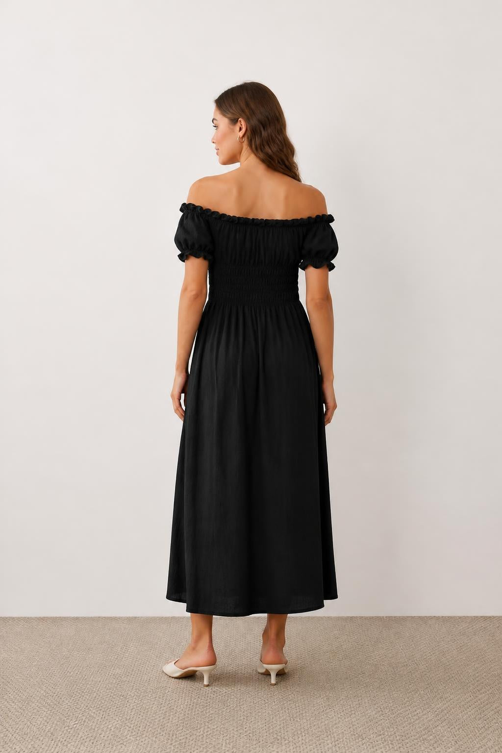 Charlotte | Casual Dresses, Elegant Women's Dress with Waist Tie - back view