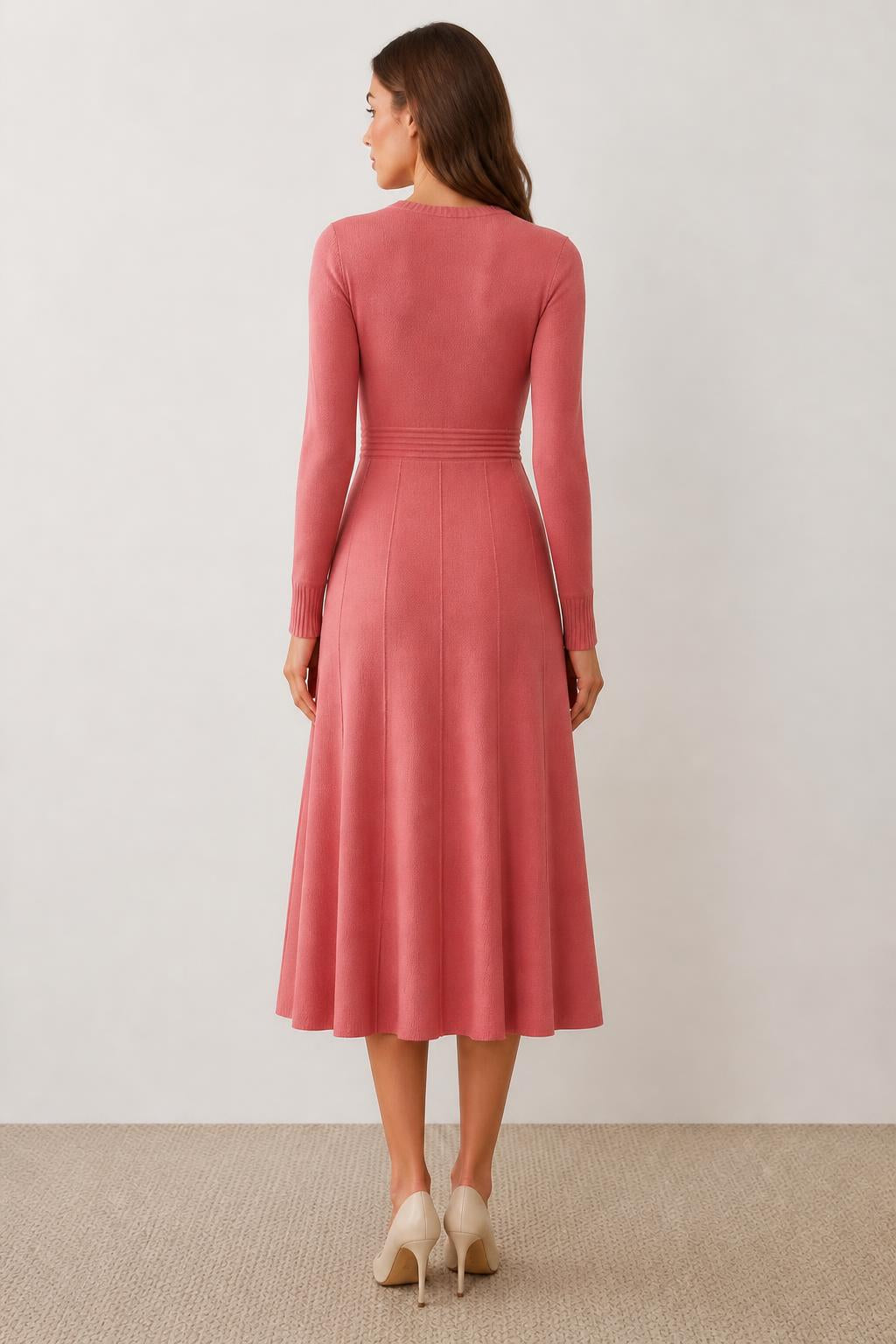 Evelyn | Womens Sweater Dress, Elegant Knit for Fall and Winter - back view
