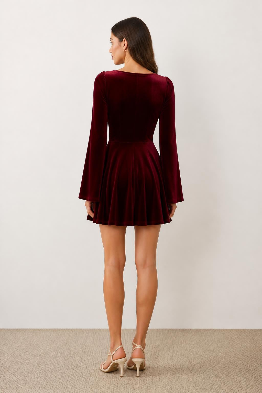 Eliana | Lace Dress, Pleated Contrast-Lace Cupped Style - back view