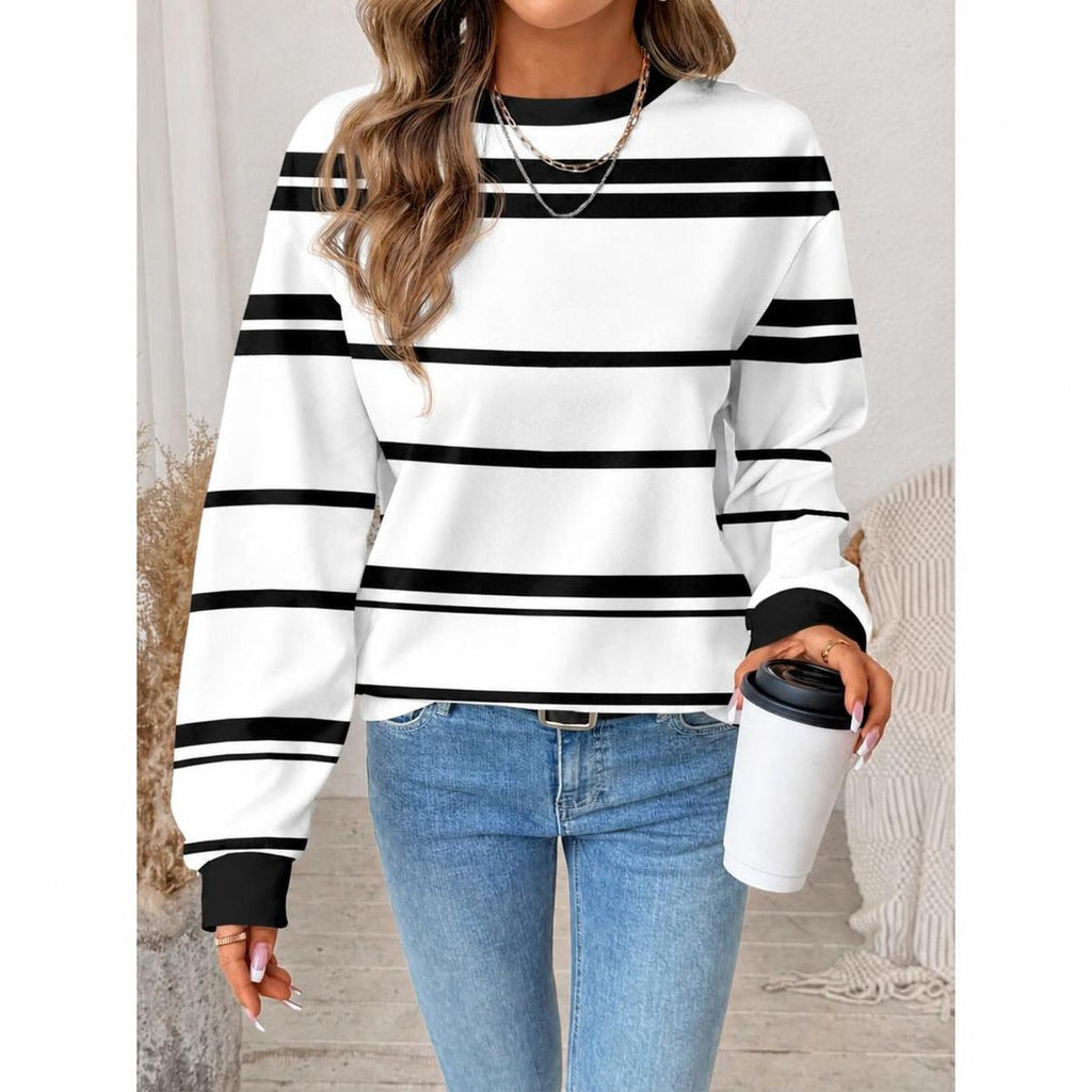 Women's Casual Loose-Fit Printed Crewneck Sweatshirt