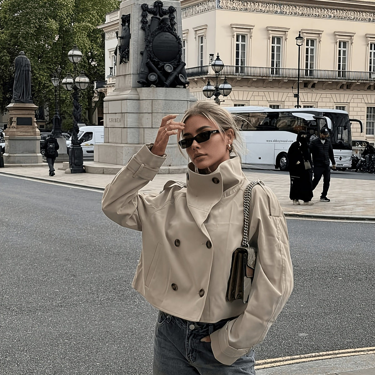 Women's Casual Double-Breasted Long Sleeve Jacket (Spring)