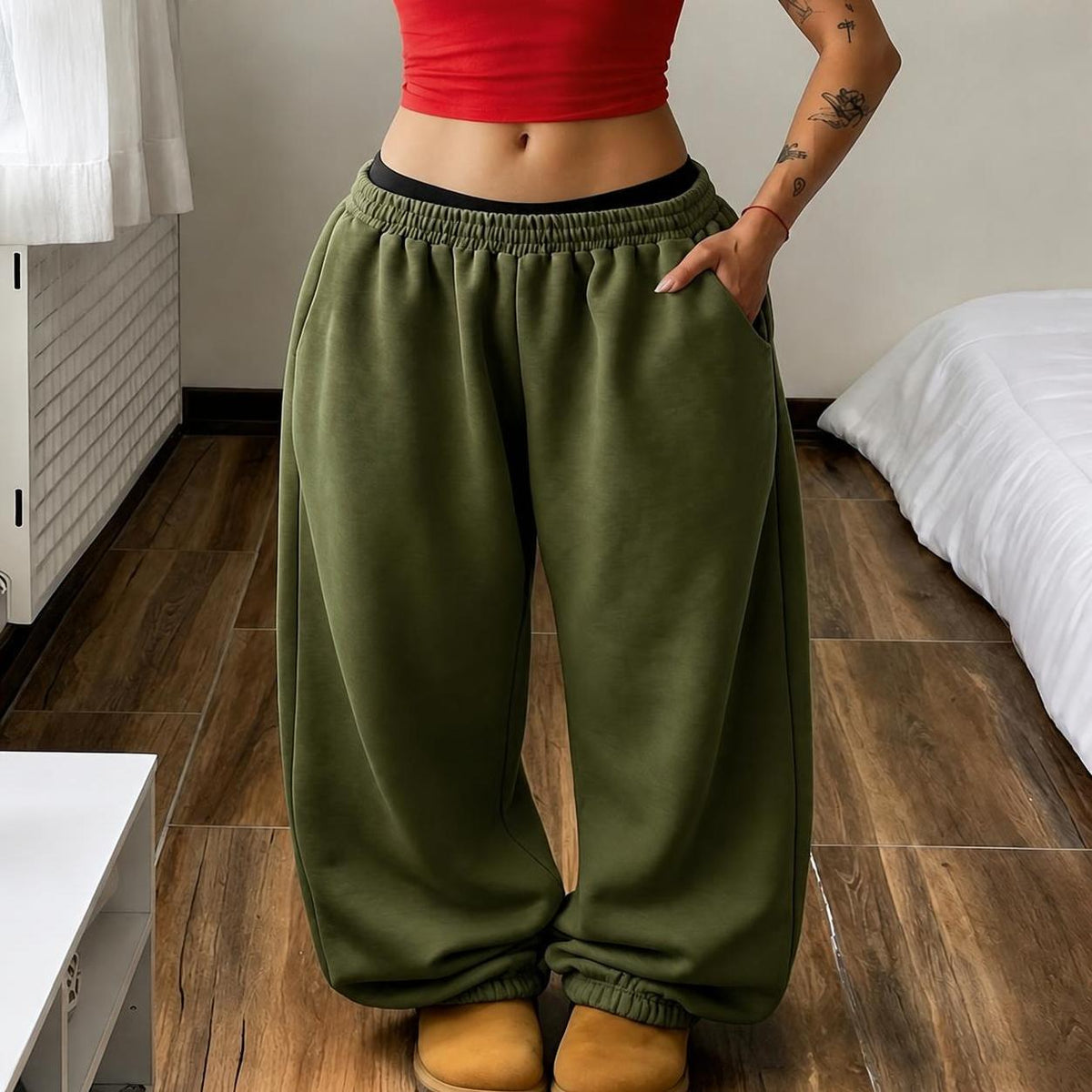 Women's Casual Jogger Sweatpants with Elastic Waist
