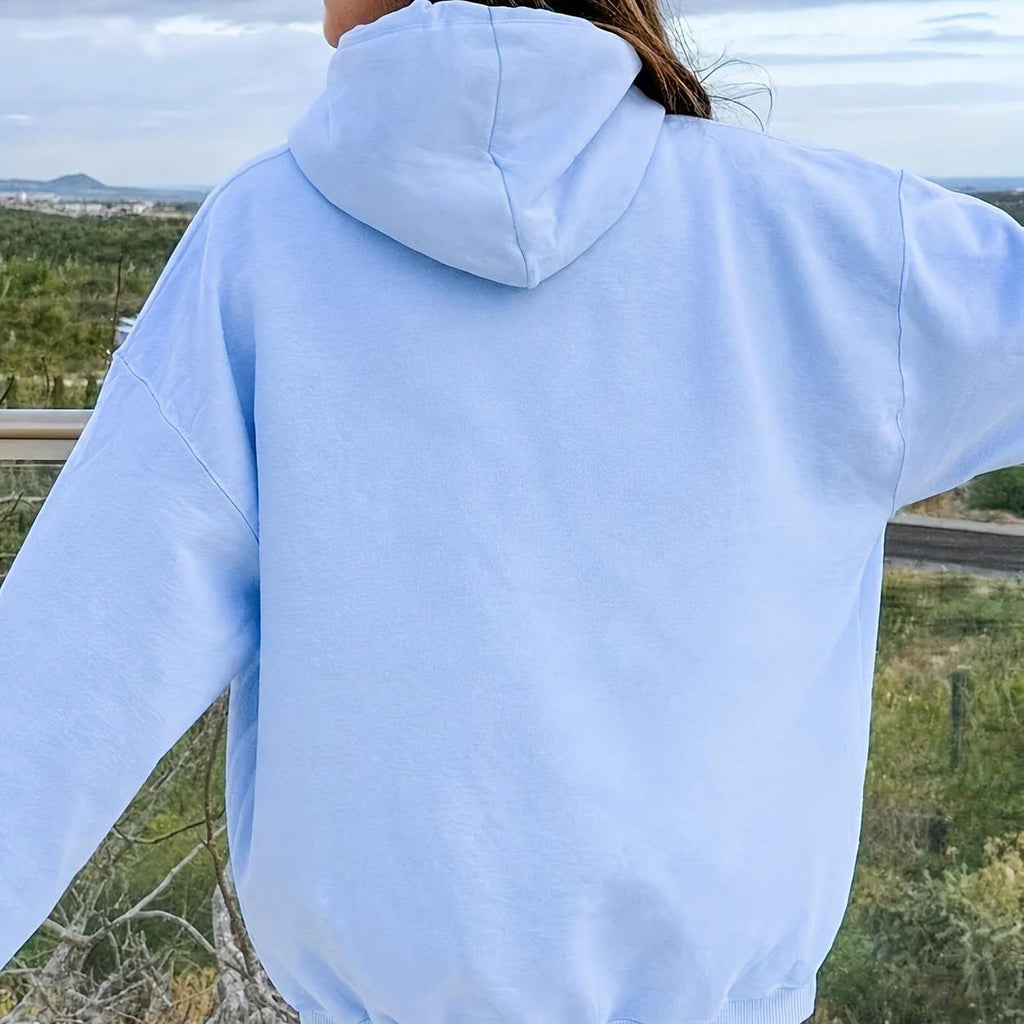 Women's Letter-Print Drawstring Hoodie, Fleece-Lined
