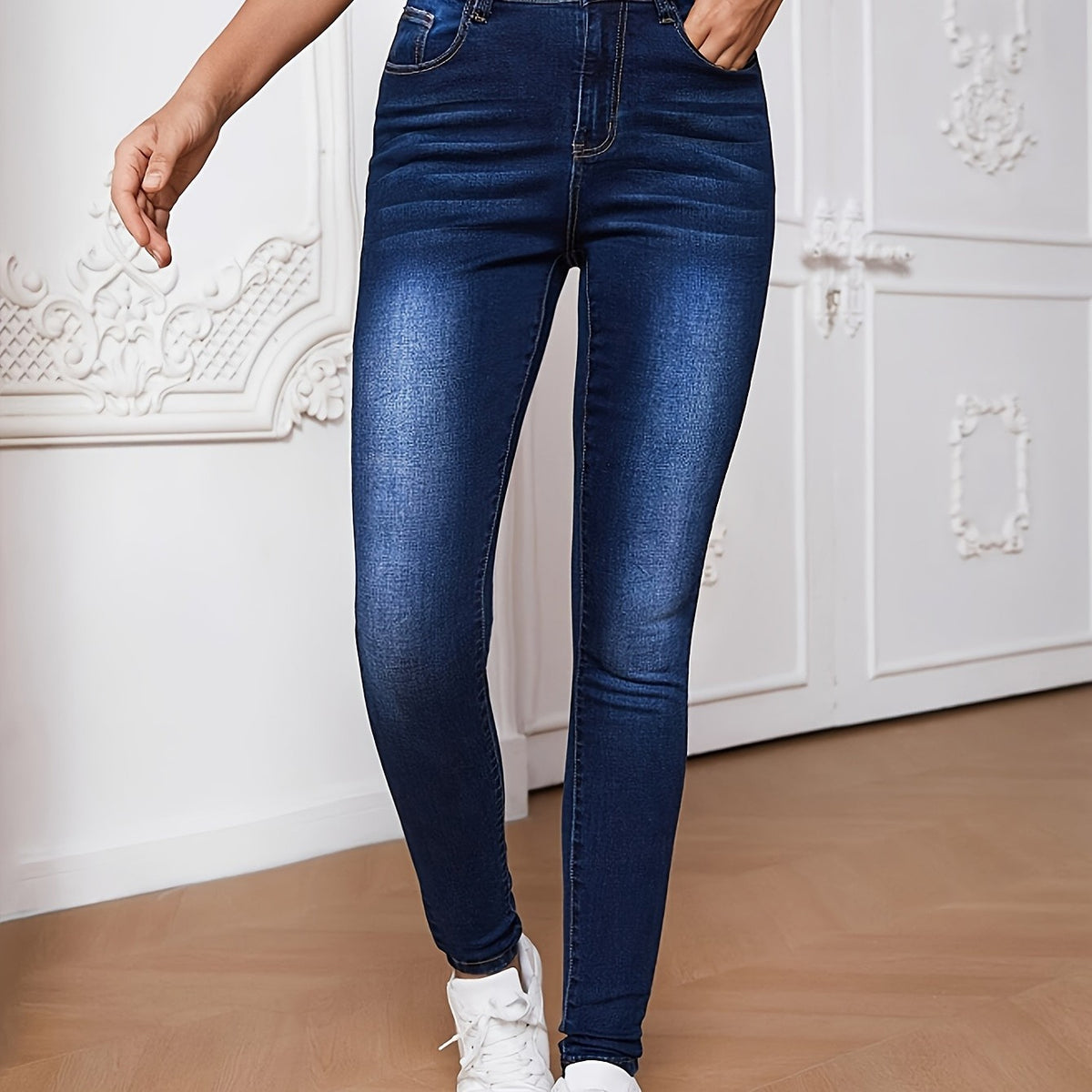 High-Waisted Stretch Jeans 100 Tower