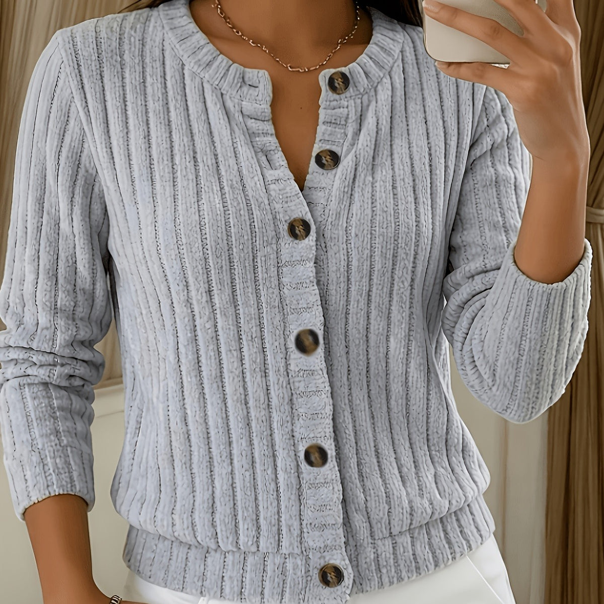 Women's Relaxed Ribbed Casual Jacket