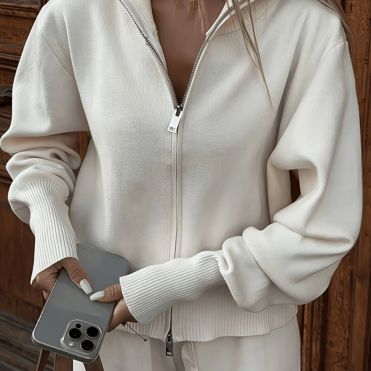 Simple Zip Jacket with Lapel — Elegant, Relaxed, Versatile