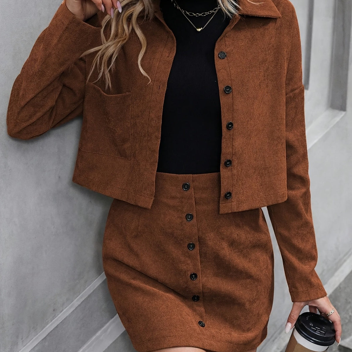 Women's 2-Piece Manchester Buttoned Jacket and Skirt