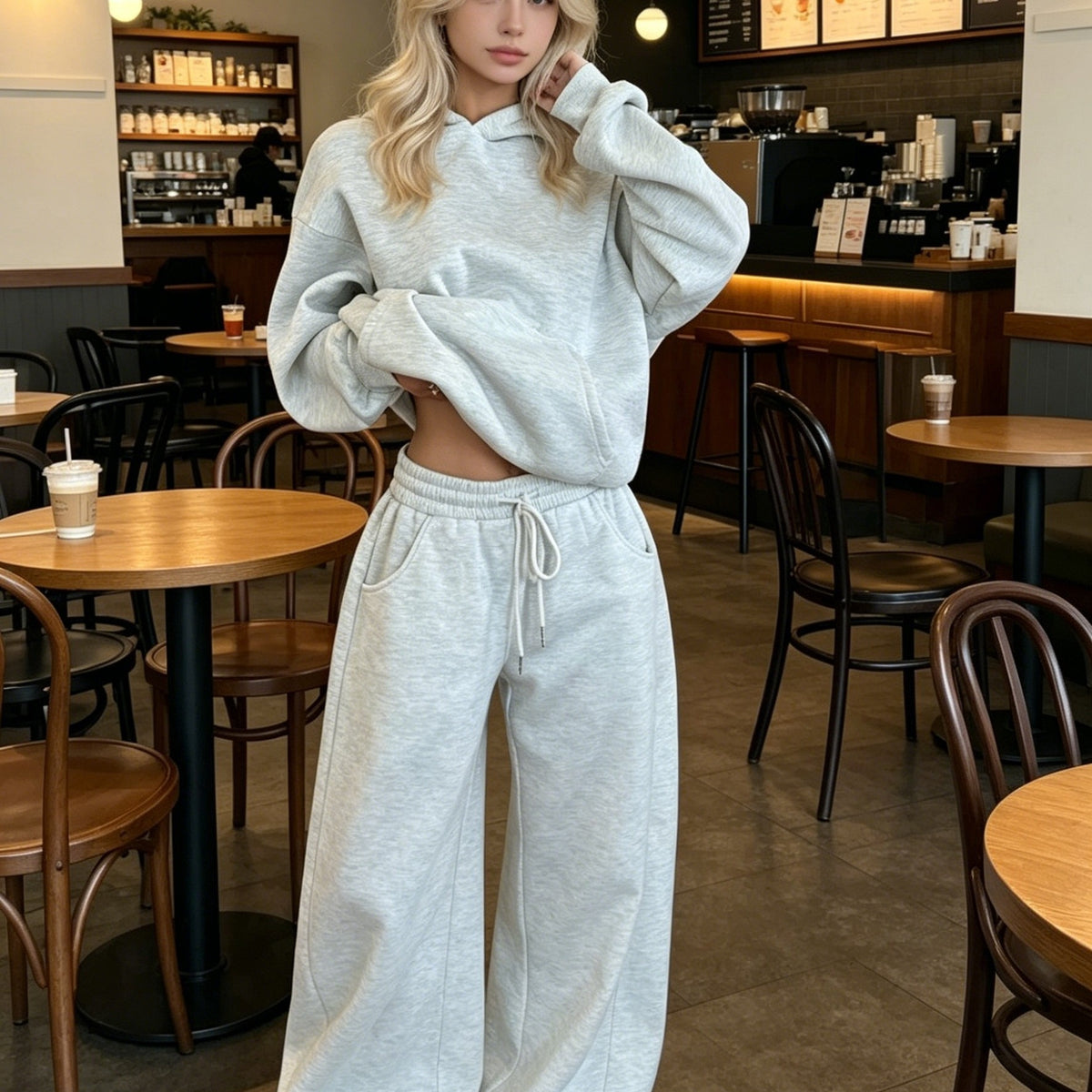 Women's Sporty Relaxed Hoodie and Joggers Set