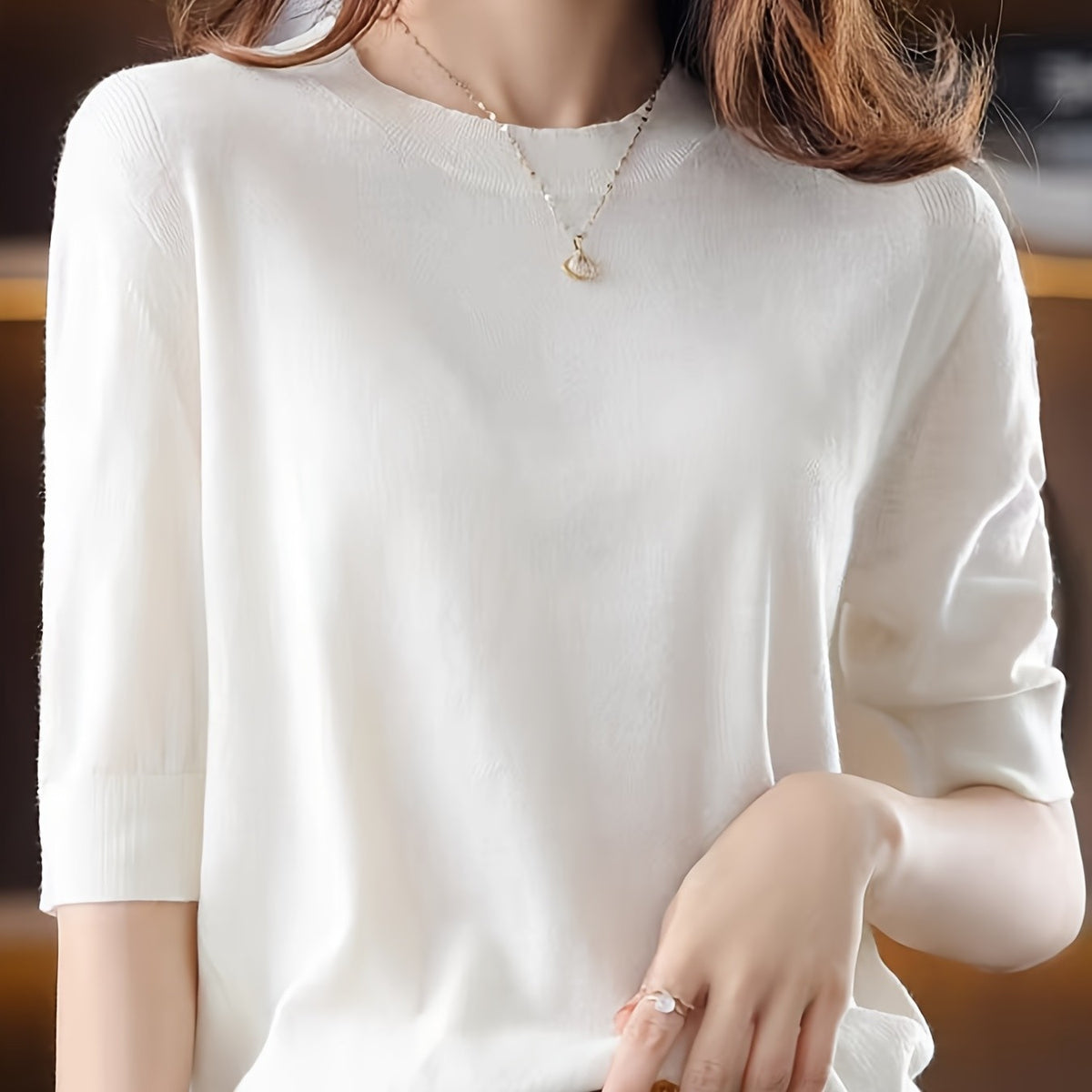 Women's Vintage Round-Neck Short-Sleeve Sweater