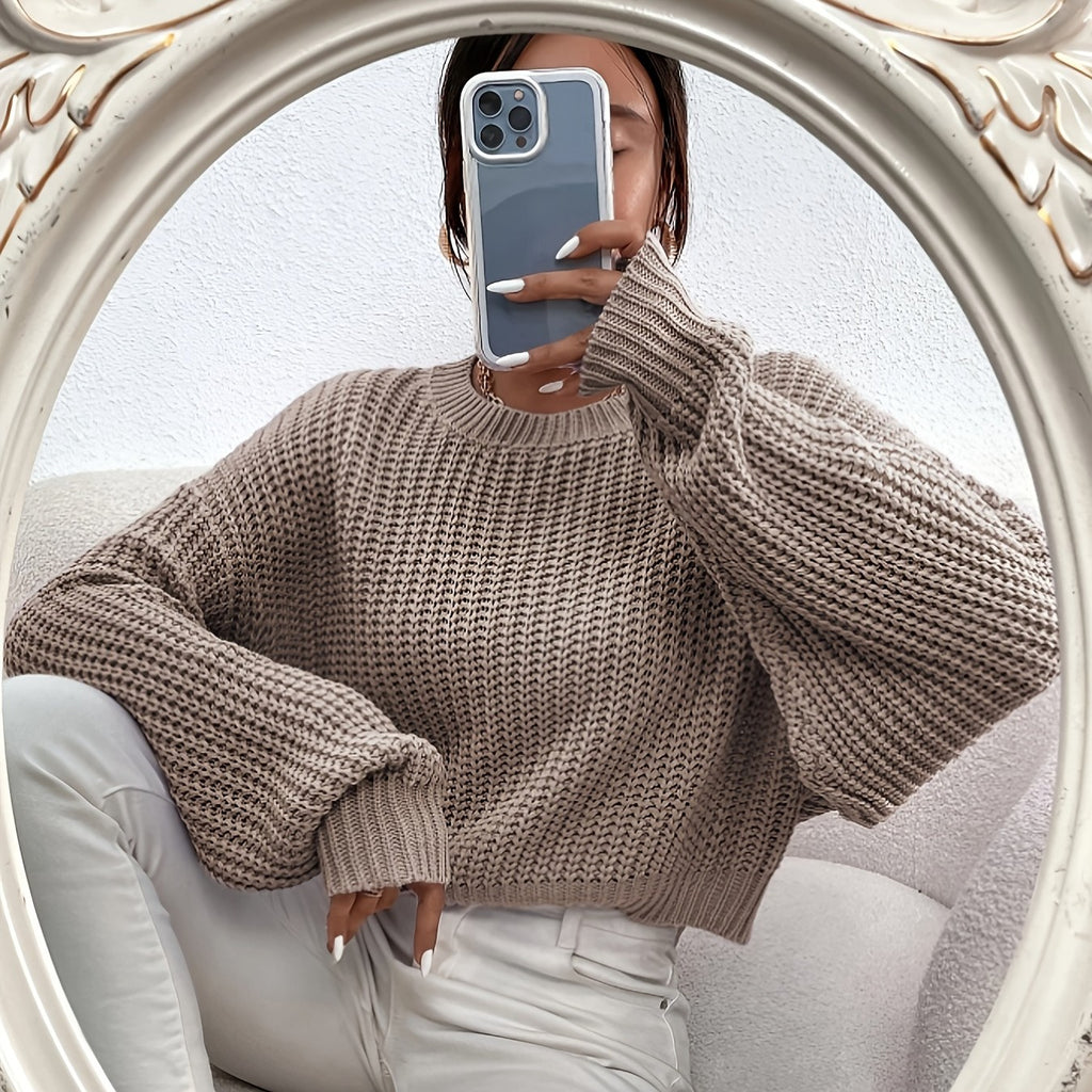 Autumn/Winter Elegant Women's Chunky Round-Neck Sweater