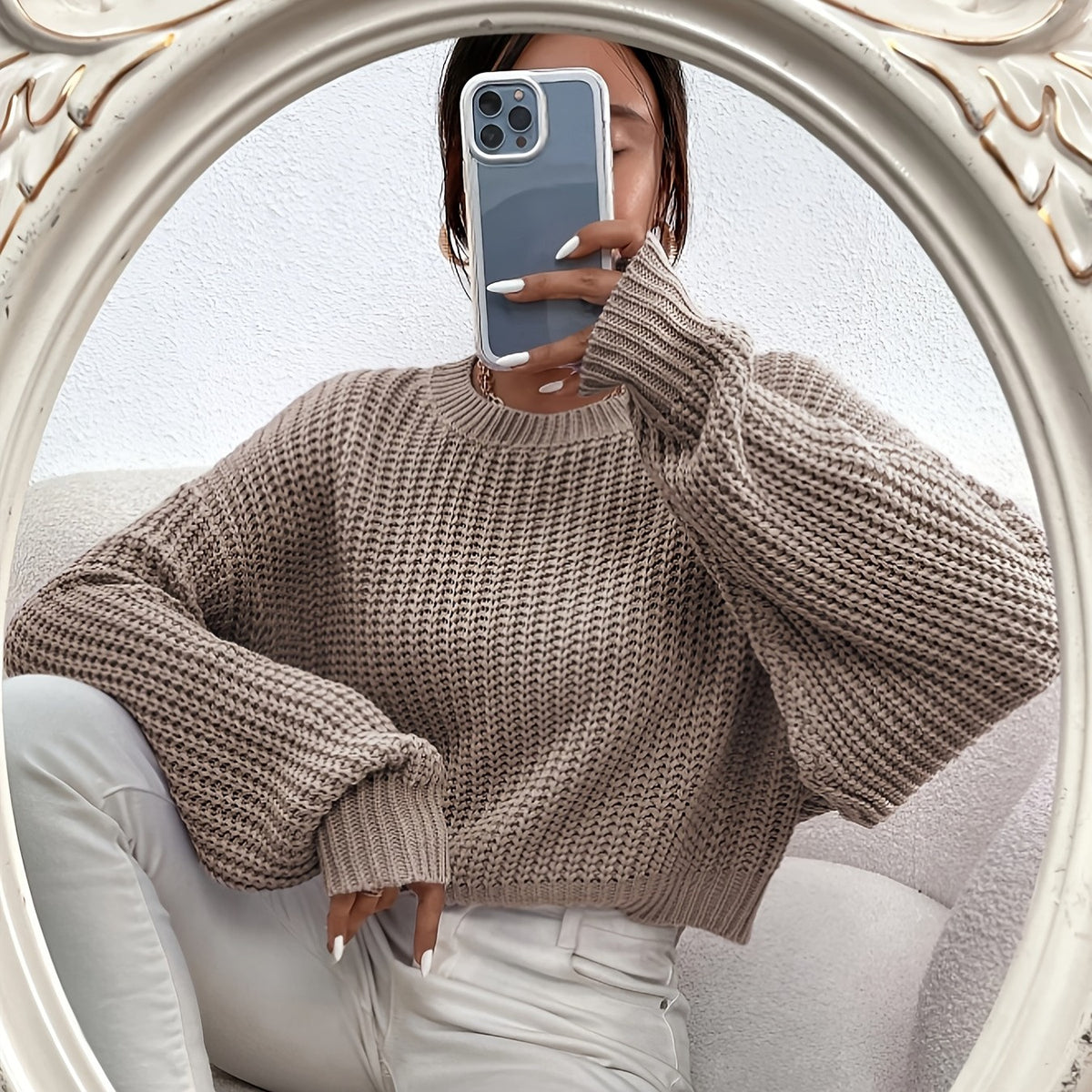 Autumn/Winter Elegant Women's Chunky Round-Neck Sweater