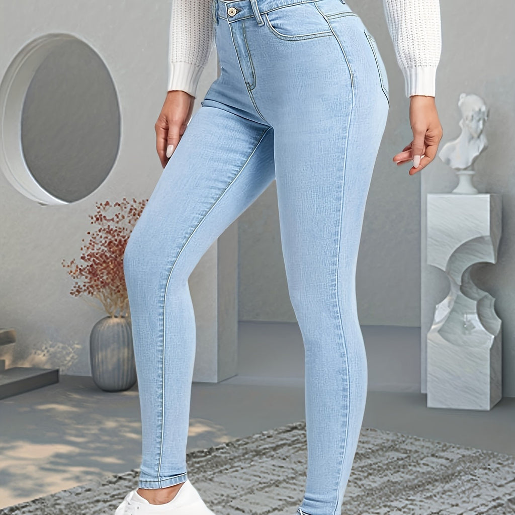 Light Blue Stretch Skinny Jeans for Women