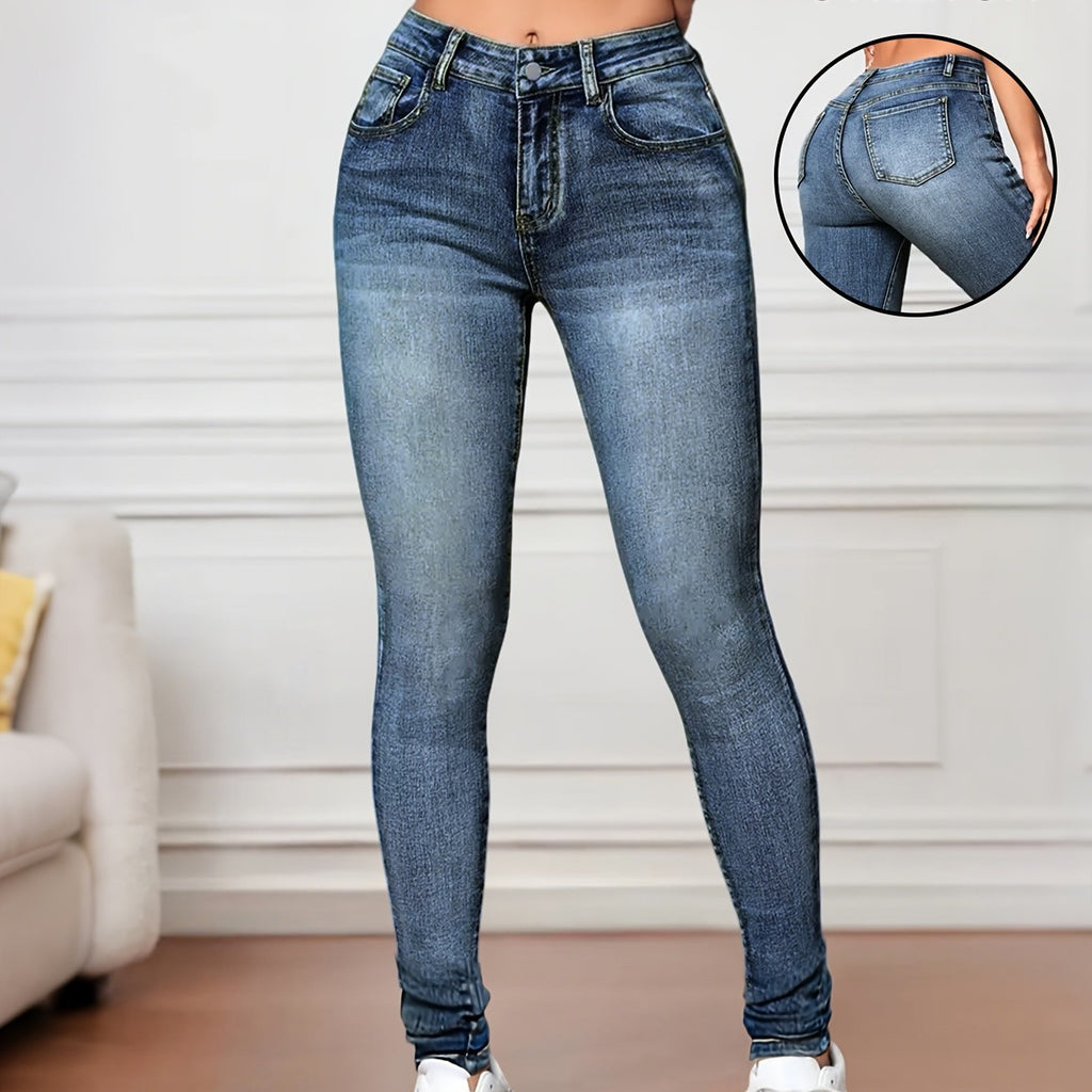 Women's Retro Medium Wash Skinny Jeans