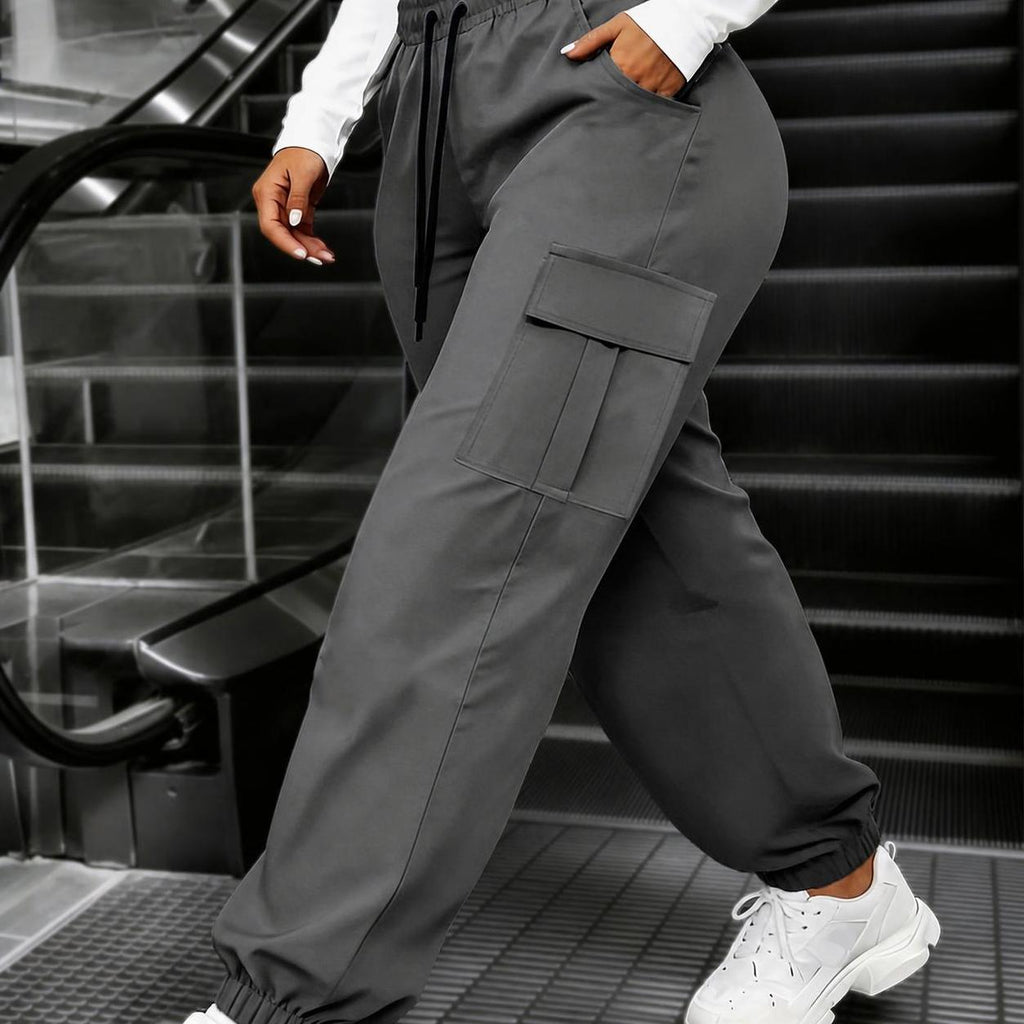 Women's Spring/Autumn Breathable Cargo Pants with Elastic Waist