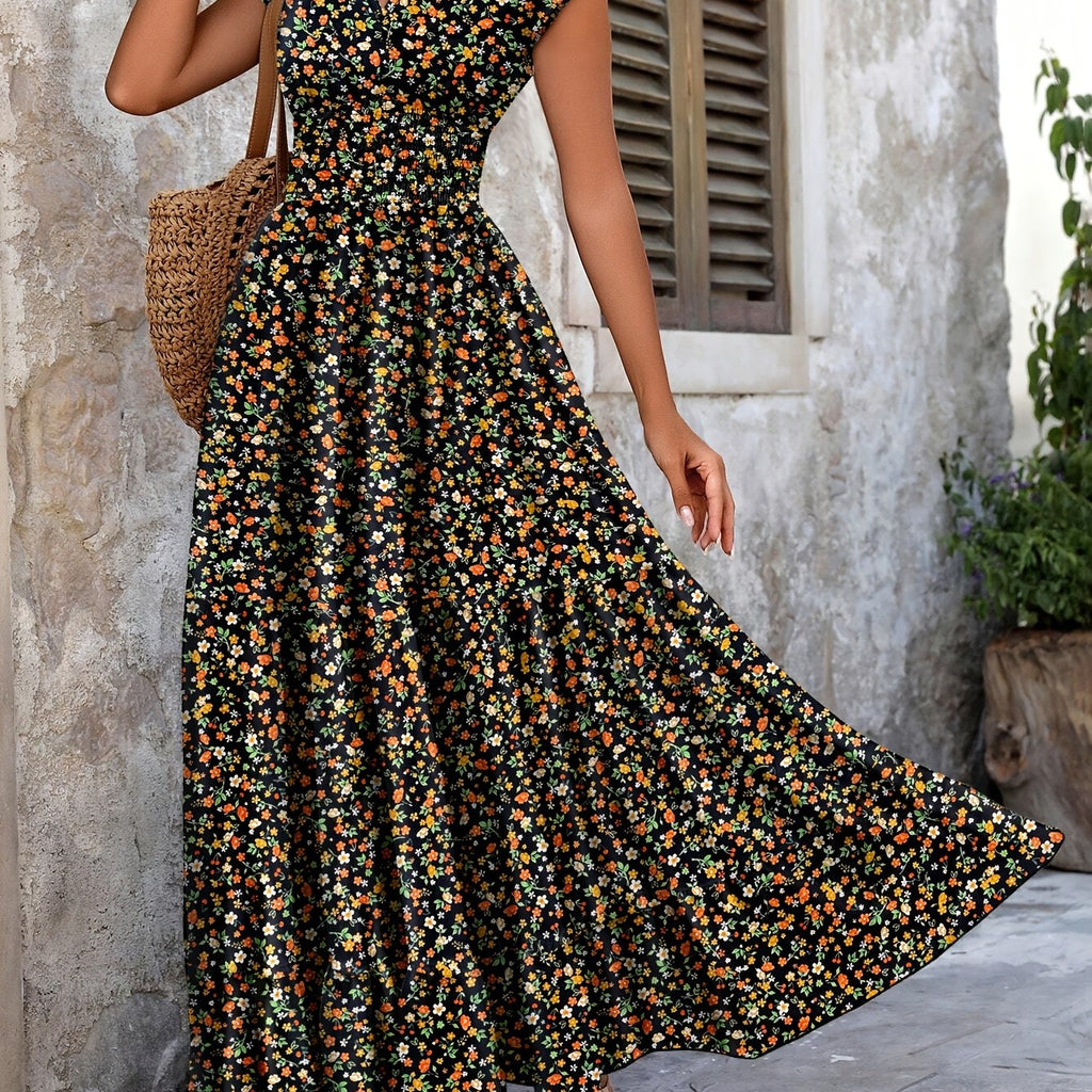 Women's Spring European-Style Floral Maxi Dress