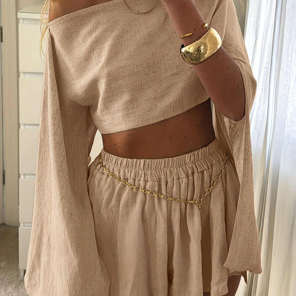 Women's Spring & Summer Two-Piece Crop Top and Shorts