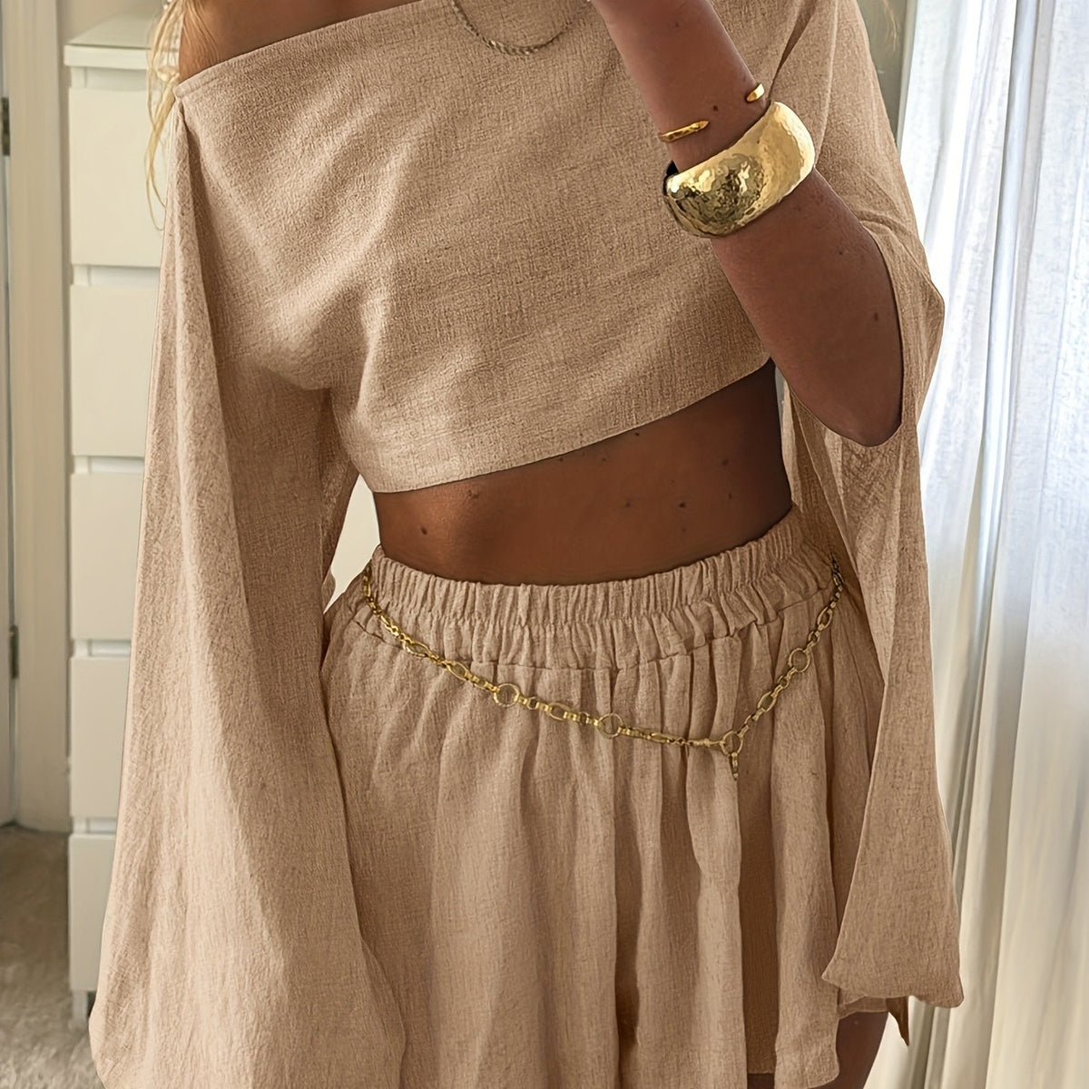 Women's Spring & Summer Two-Piece Crop Top and Shorts