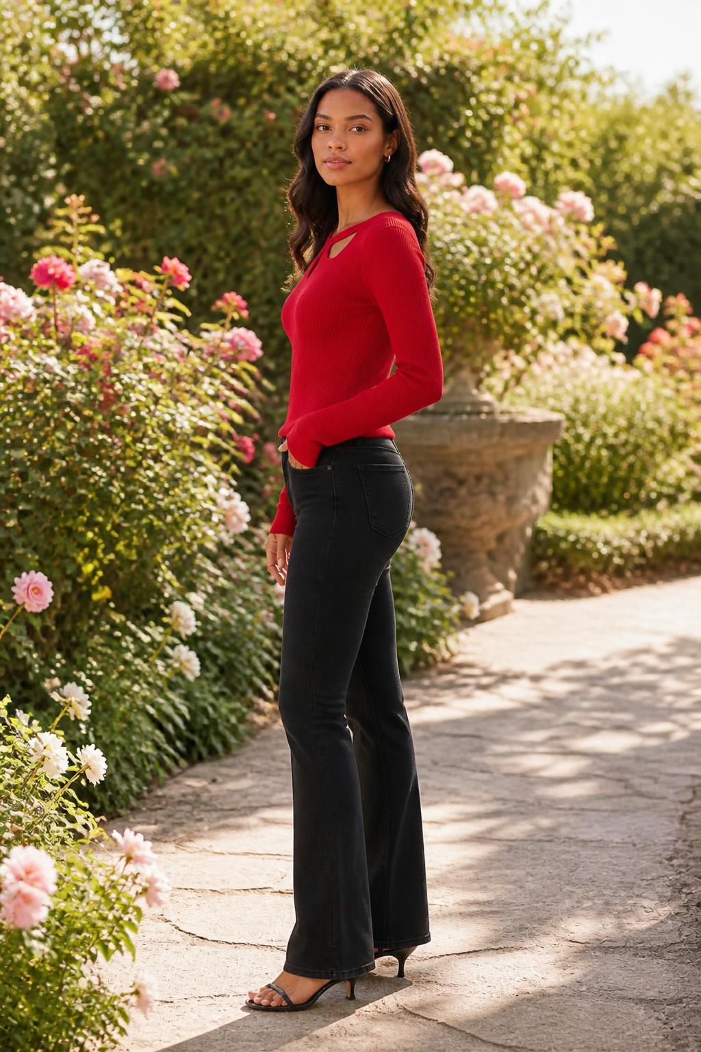 Amelia | Knit Top, Cross-Front Cutout Ribbed Sweater