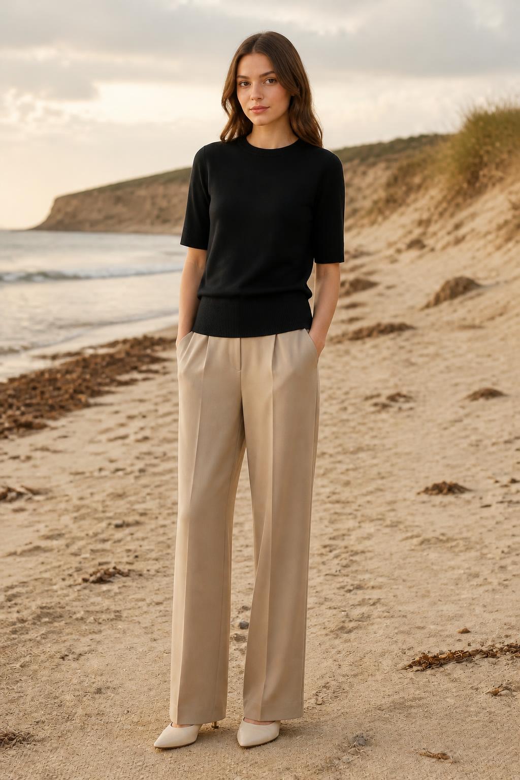 Sophia | Short Sleeve Sweater, Vintage Round-Neck Knit