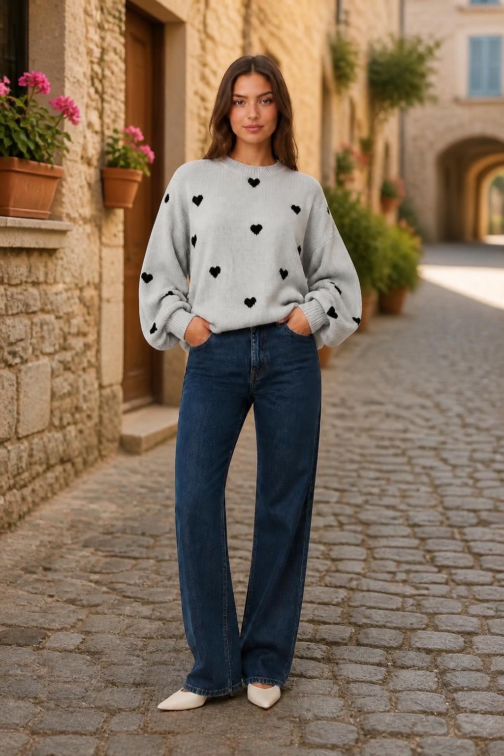 Evelyn | Oversized Sweater, Round Neck Loose-Fit Long Sleeve