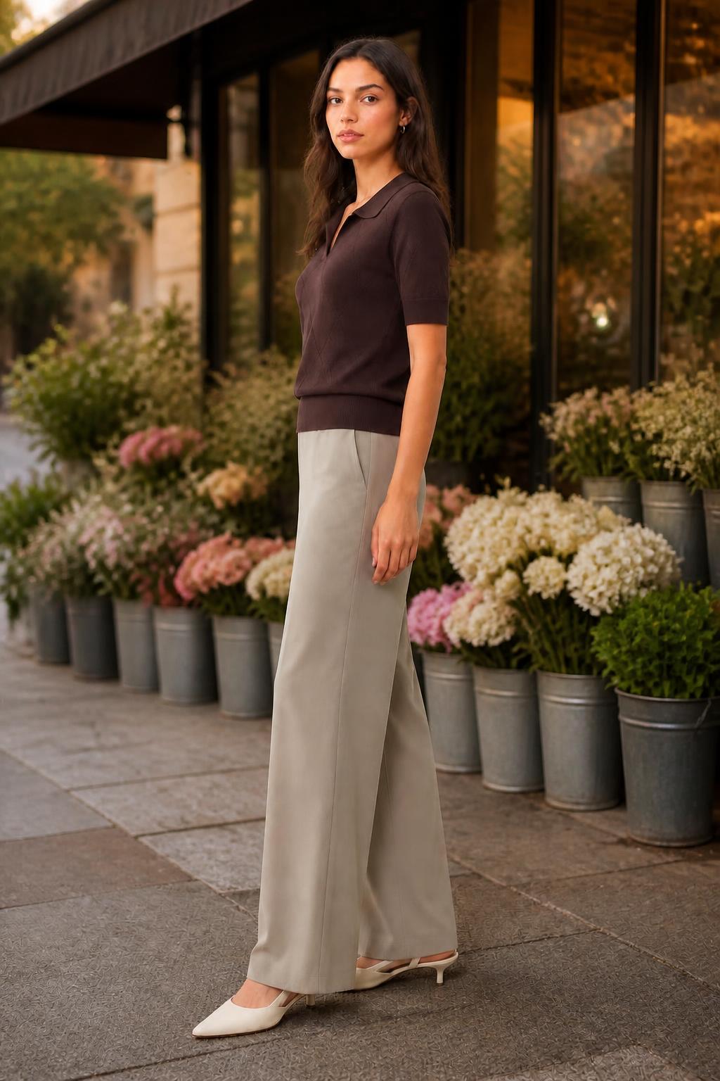 Charlotte | Women's Argyle Sweater, Short-Sleeve Knit Top for Commuting