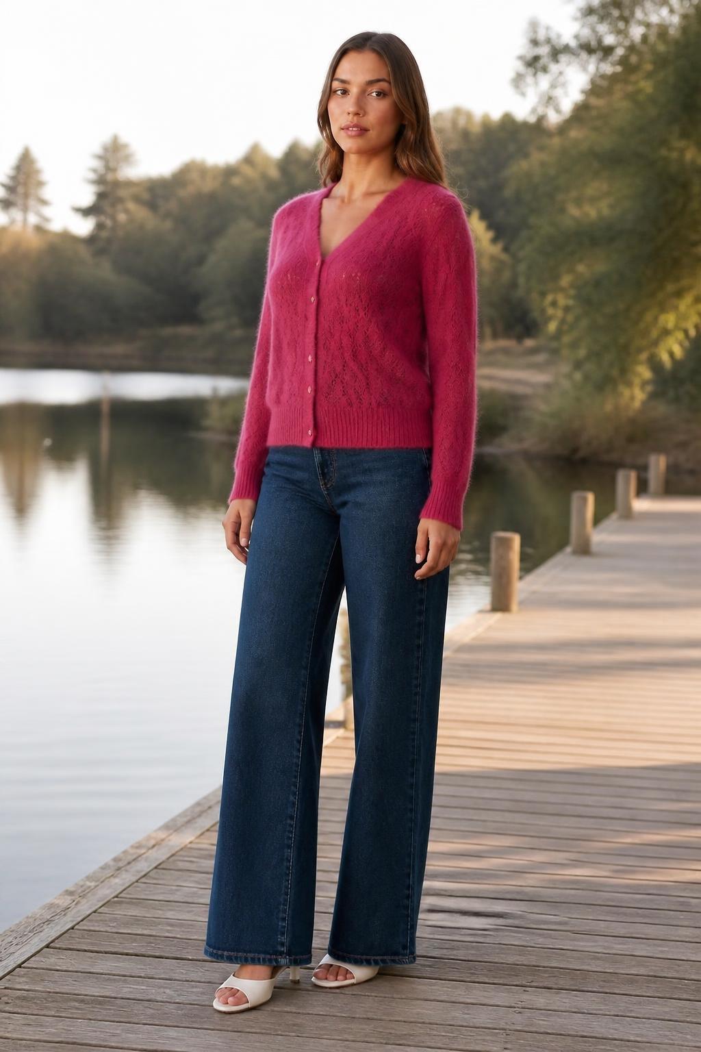 Sophia | Womens Cardigan, French Openwork Loose Fit