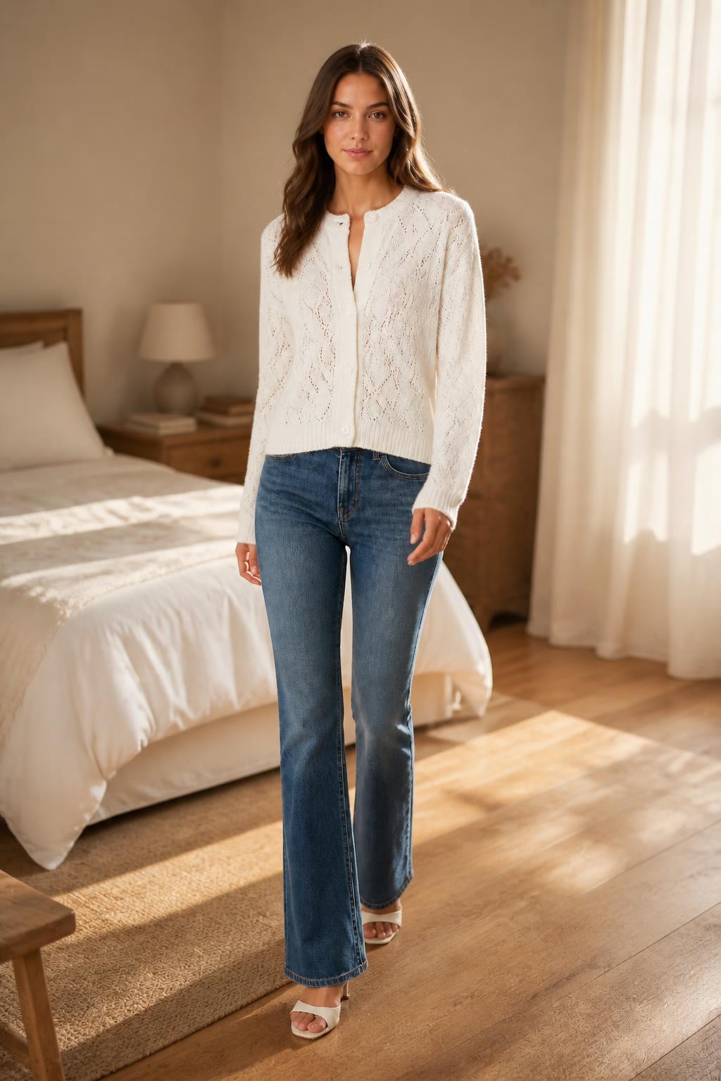 Sophia | Womens Cardigan, French Openwork Loose Fit
