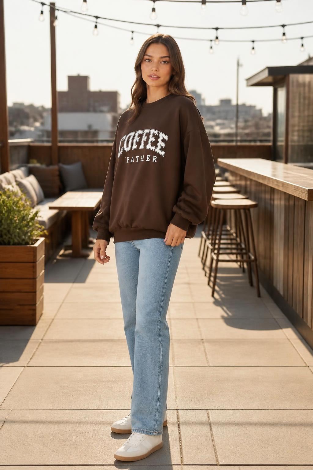 Eliana | Graphic Sweatshirt, Letter-Print Round-Neck Long Sleeve
