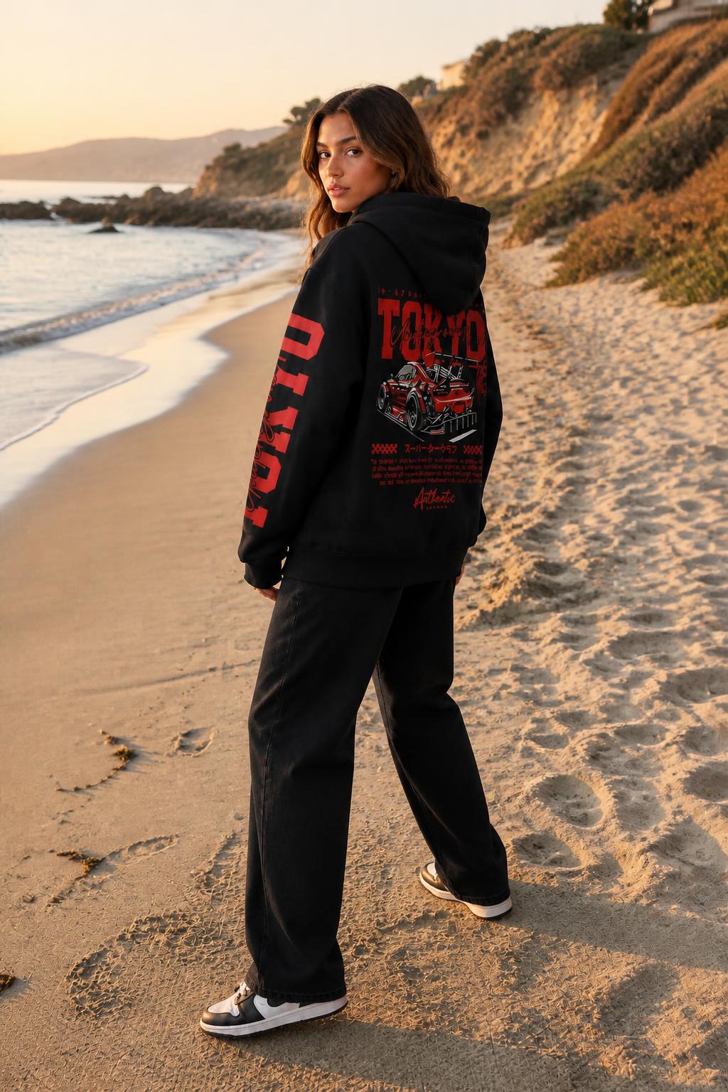 Charlotte | Streetwear Hoodie, Colorblock Racing Graphic
