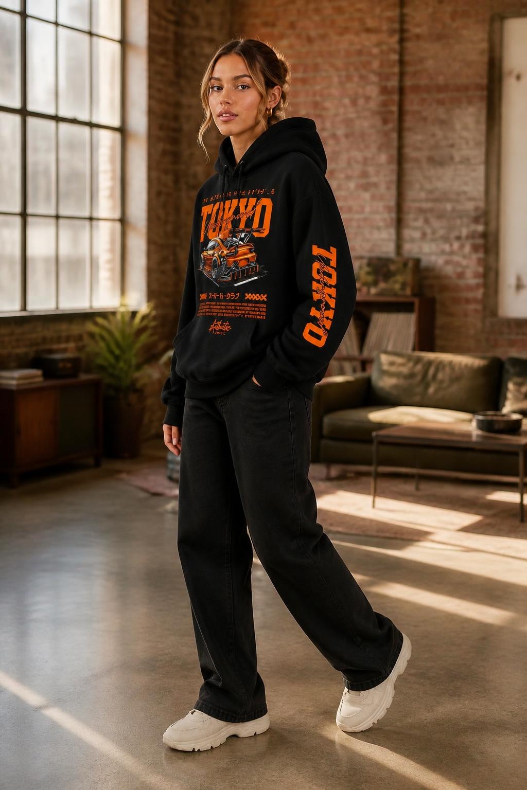 Mia | Y2K Hoodie, Retro Tokyo Racing Graphic Fleece Sweatshirt