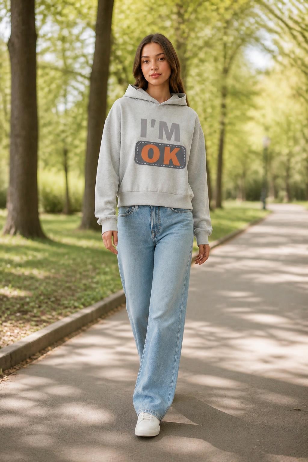 Eliana | Graphic Hoodies Women, Trendy "I'M OK" Street Style