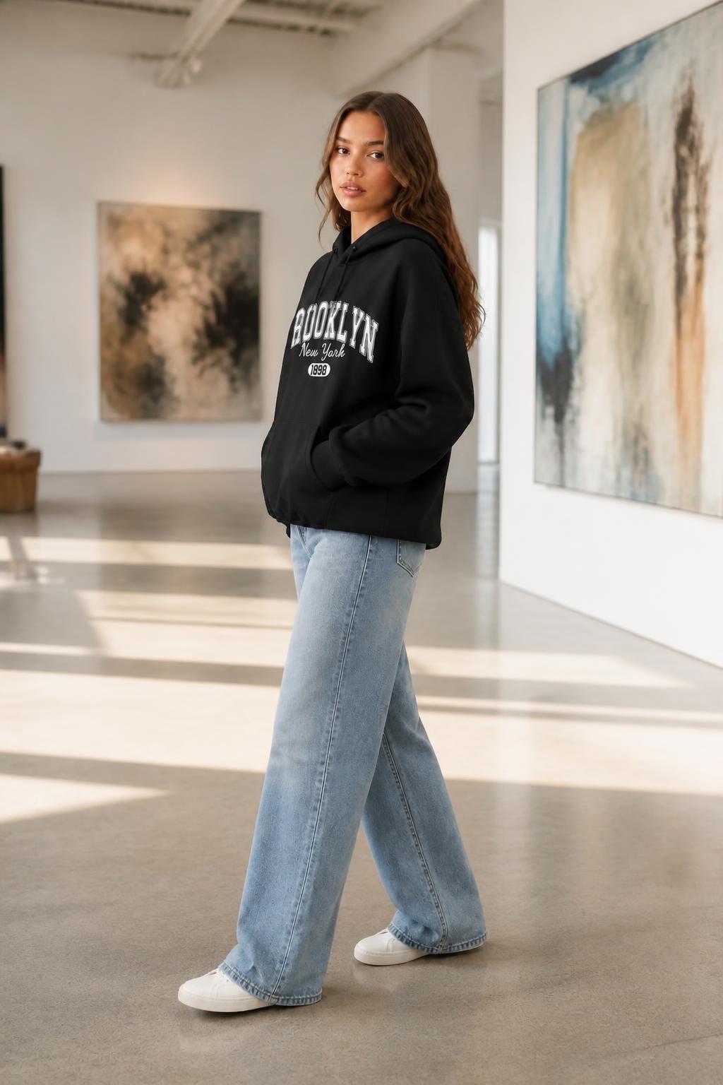 Mia | Vintage Pullover Sweatshirts, Brooklyn 1898 Hoodie with Drawstring