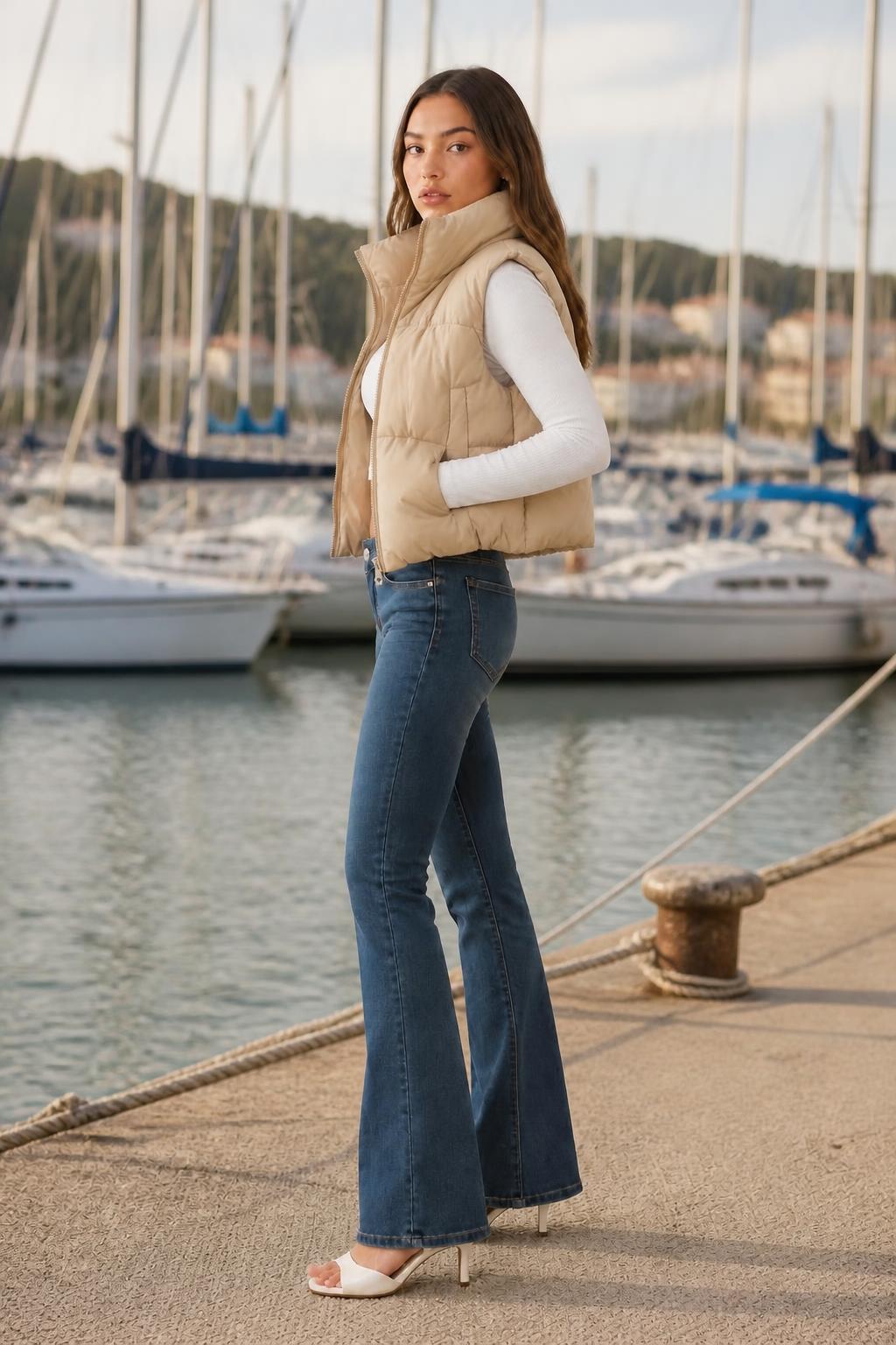 Mia | Puffer Vest Ladies, Padded with Stand Collar