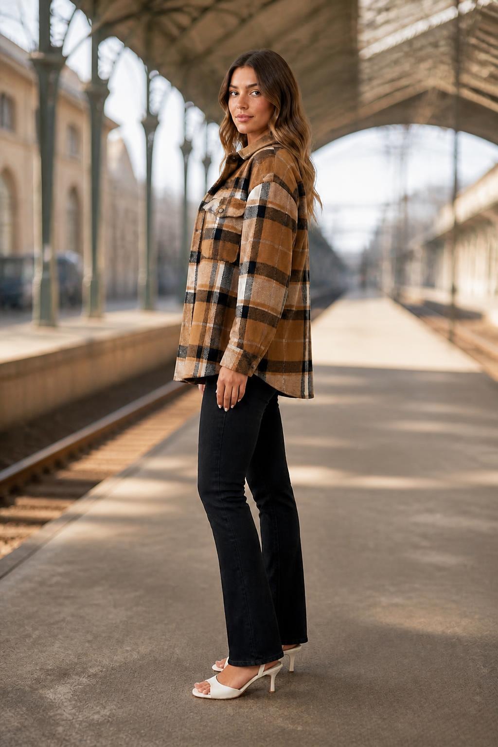 Charlotte | Shacket Women, Plaid Fleece-Lined with Hood