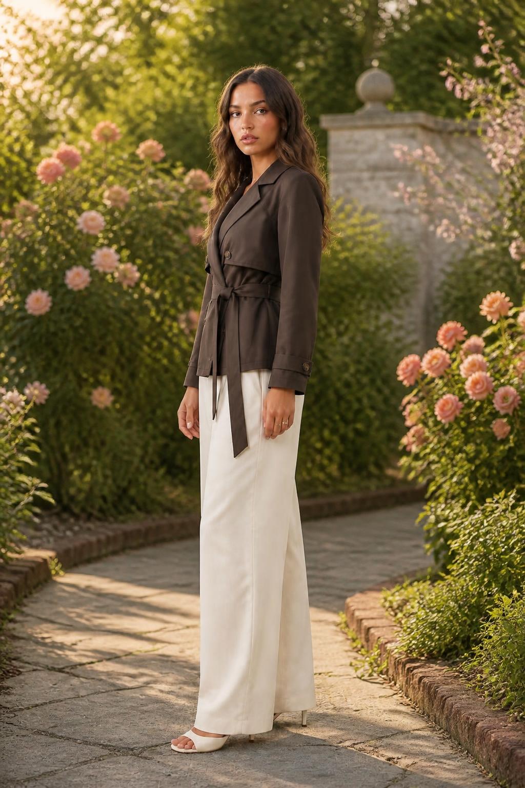 Mia | Jackets, Solid Tie-Front French Commuter Style