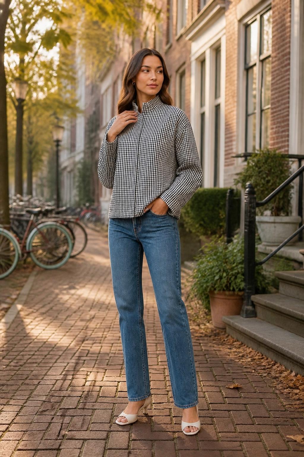 Evelyn | Plaid Jacket, Checked Lightweight Zip for Spring and Autumn