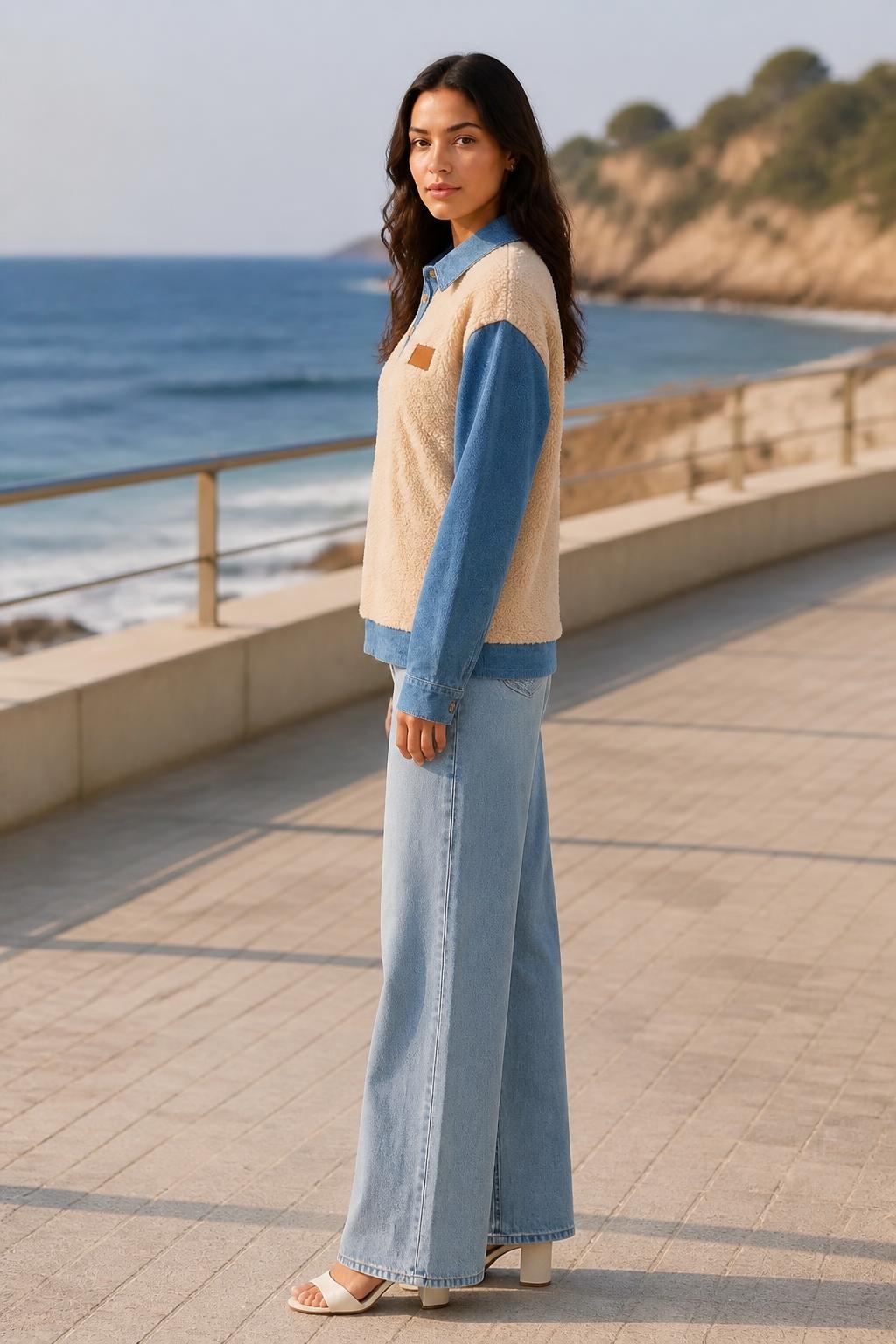 Emma | Fuzzy Jacket, Colorblock Plush Long Sleeve for Autumn and Winter