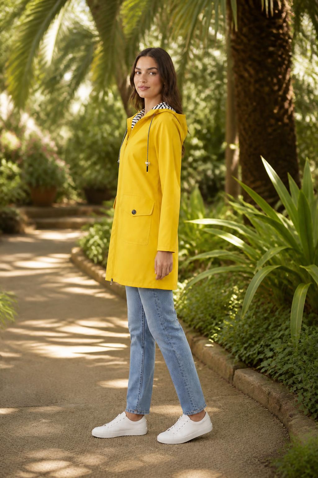 Evelyn | Trench Coat with Hood, Mid-Length Casual with Zip