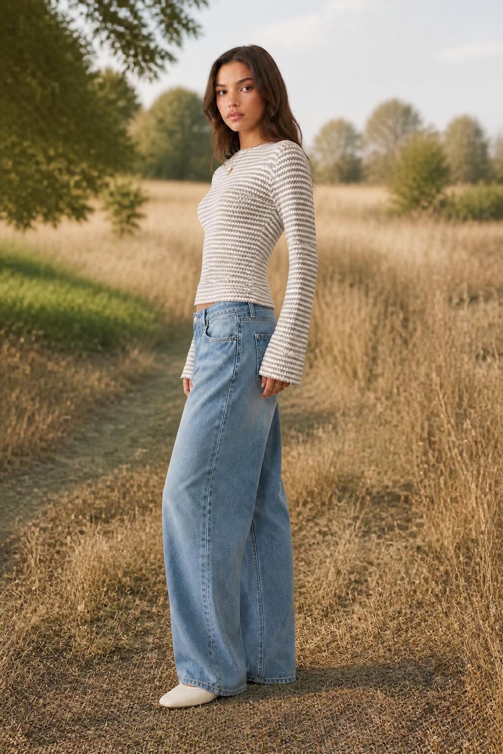 Isabella | Striped Long Sleeve, Casual Round Neck Tee for Women