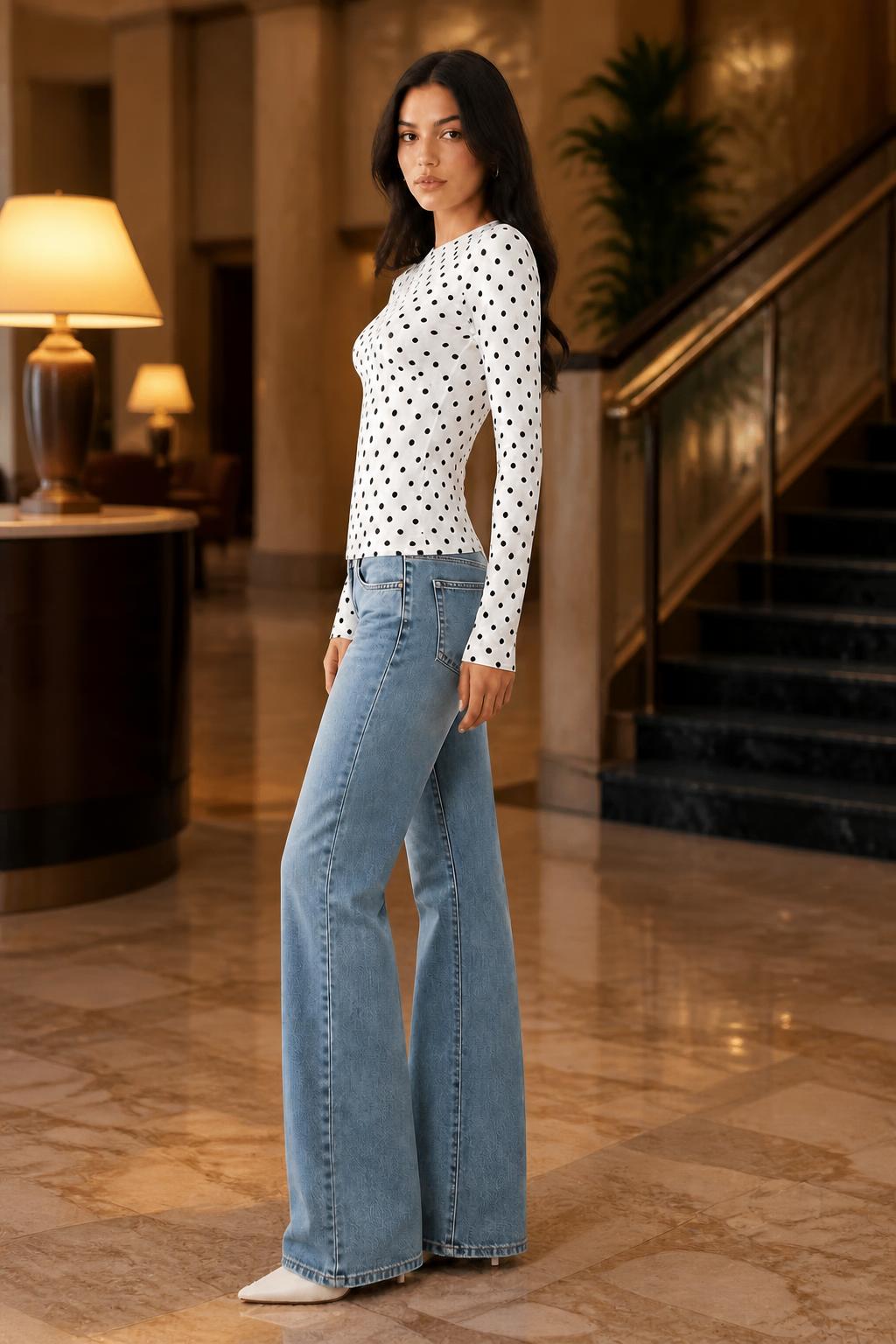 Emma | Polka Dot Shirt, Women's Long-Sleeve T-Shirt