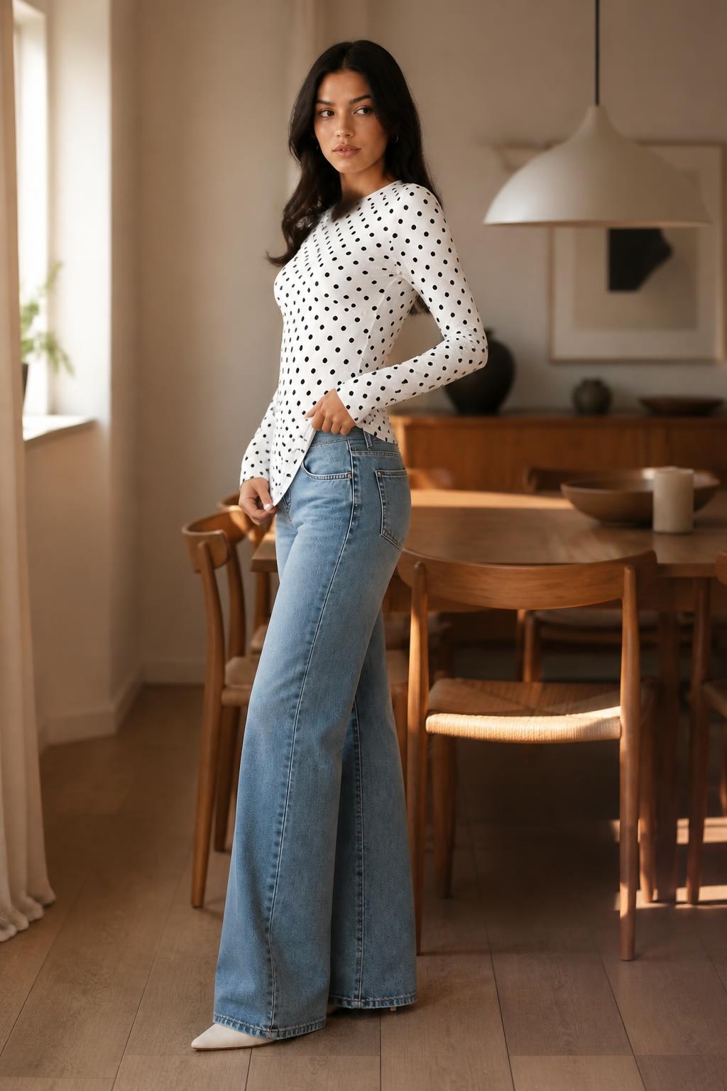 Emma | Polka Dot Shirt, Women's Long-Sleeve T-Shirt