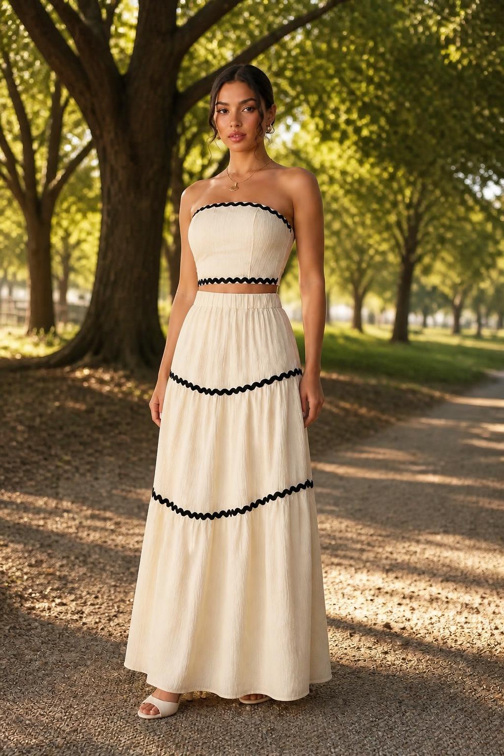 Eliana | Two Piece Skirt Set, Elegant Strapless Top and Skirt