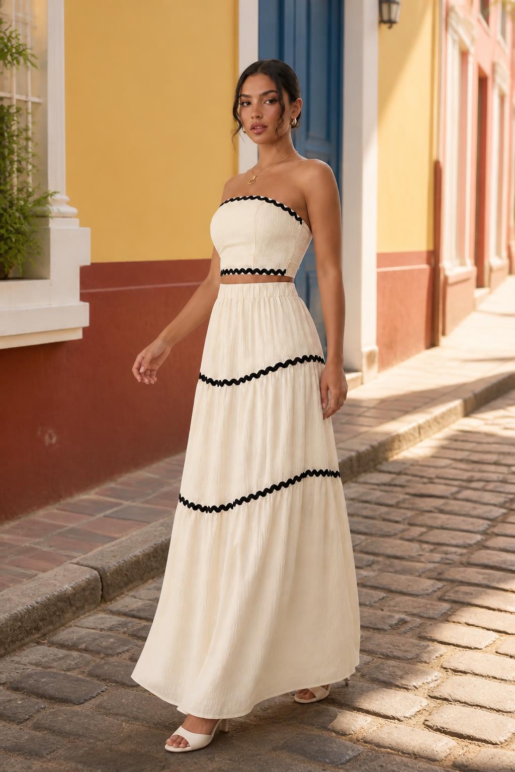 Eliana | Two Piece Skirt Set, Elegant Strapless Top and Skirt
