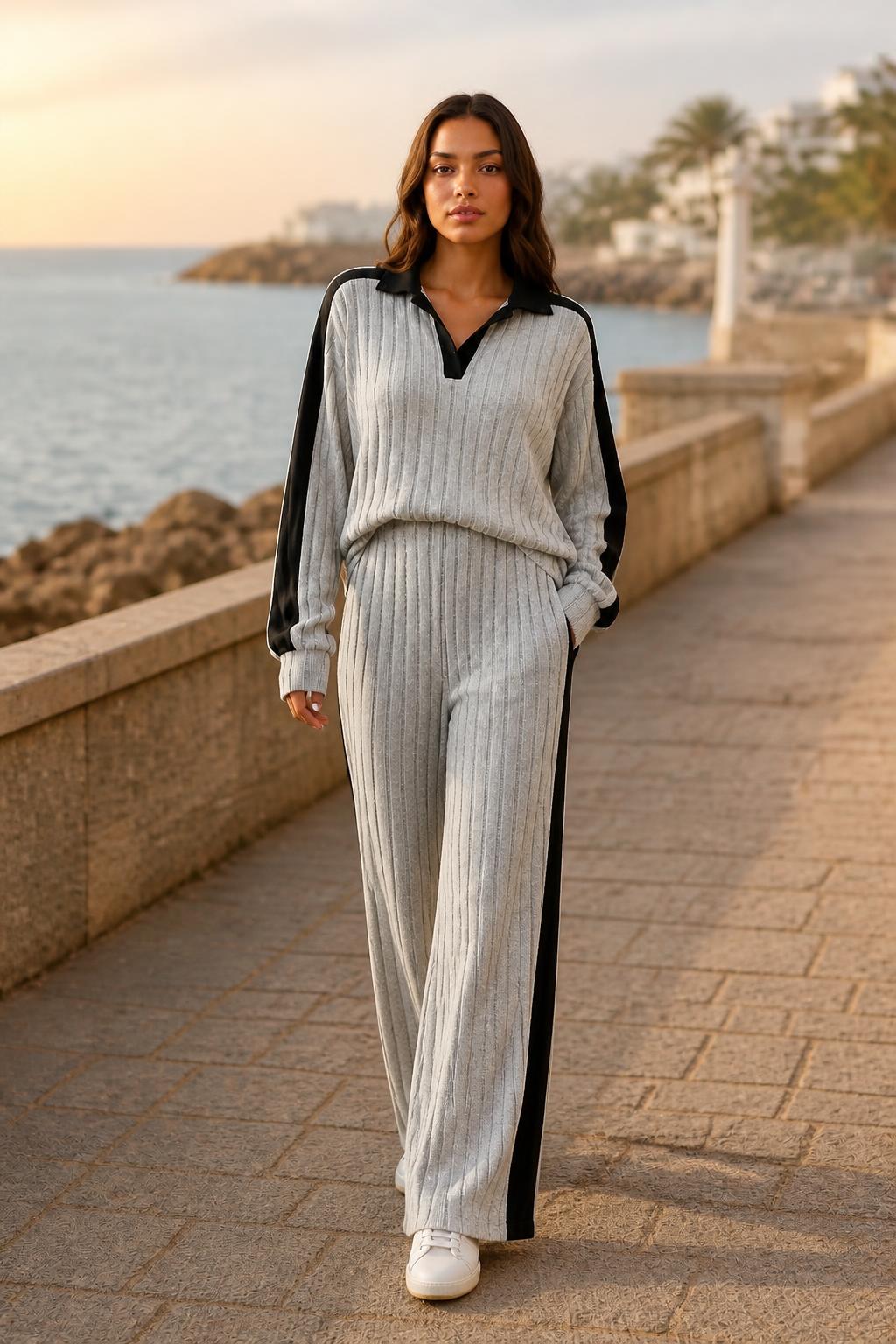 Charlotte | Matching Set, Women's Casual Ribbed Two-Piece