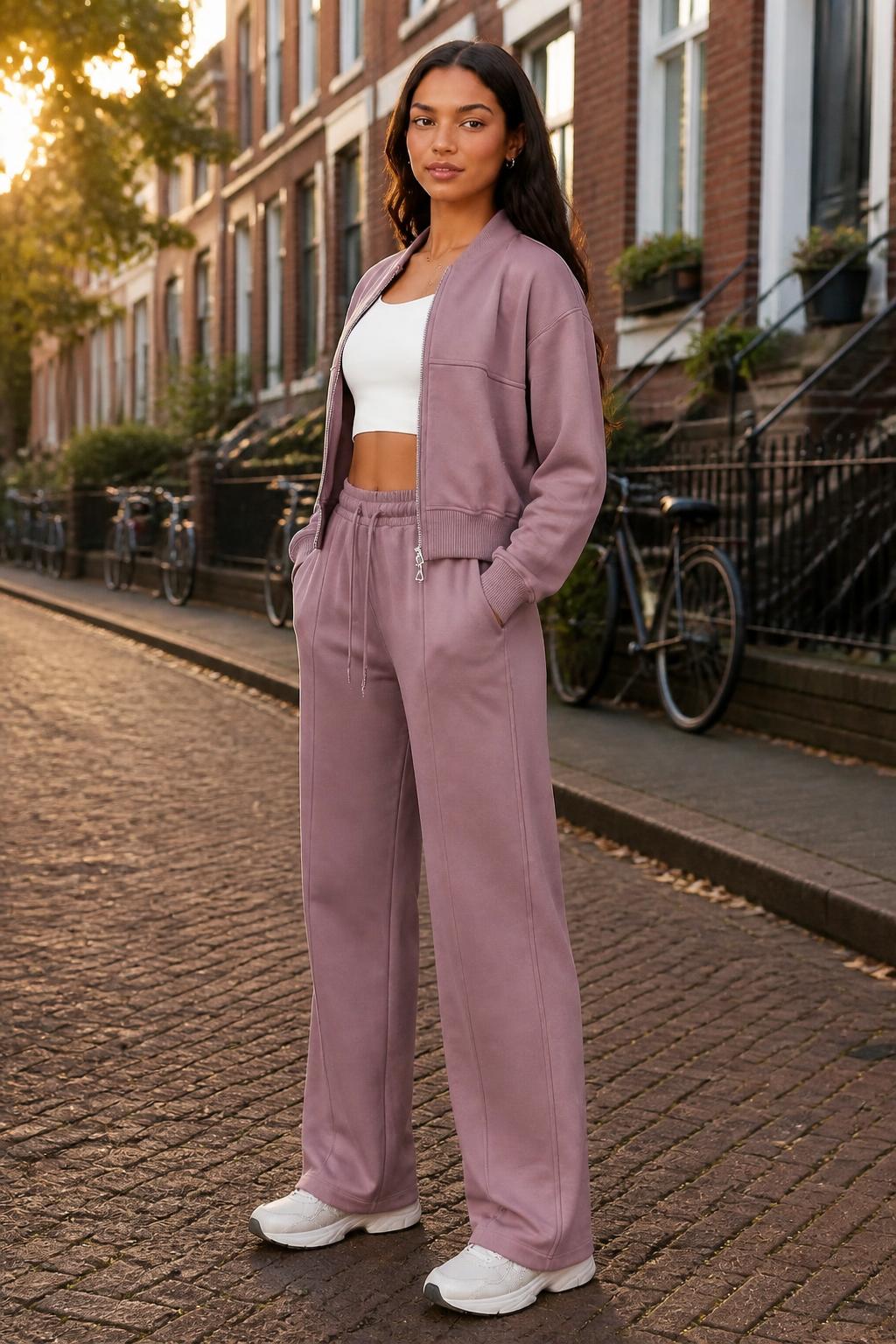 Emma | Womens Tracksuits, Stand-Collar Zip Sweatshirt and Pants Set