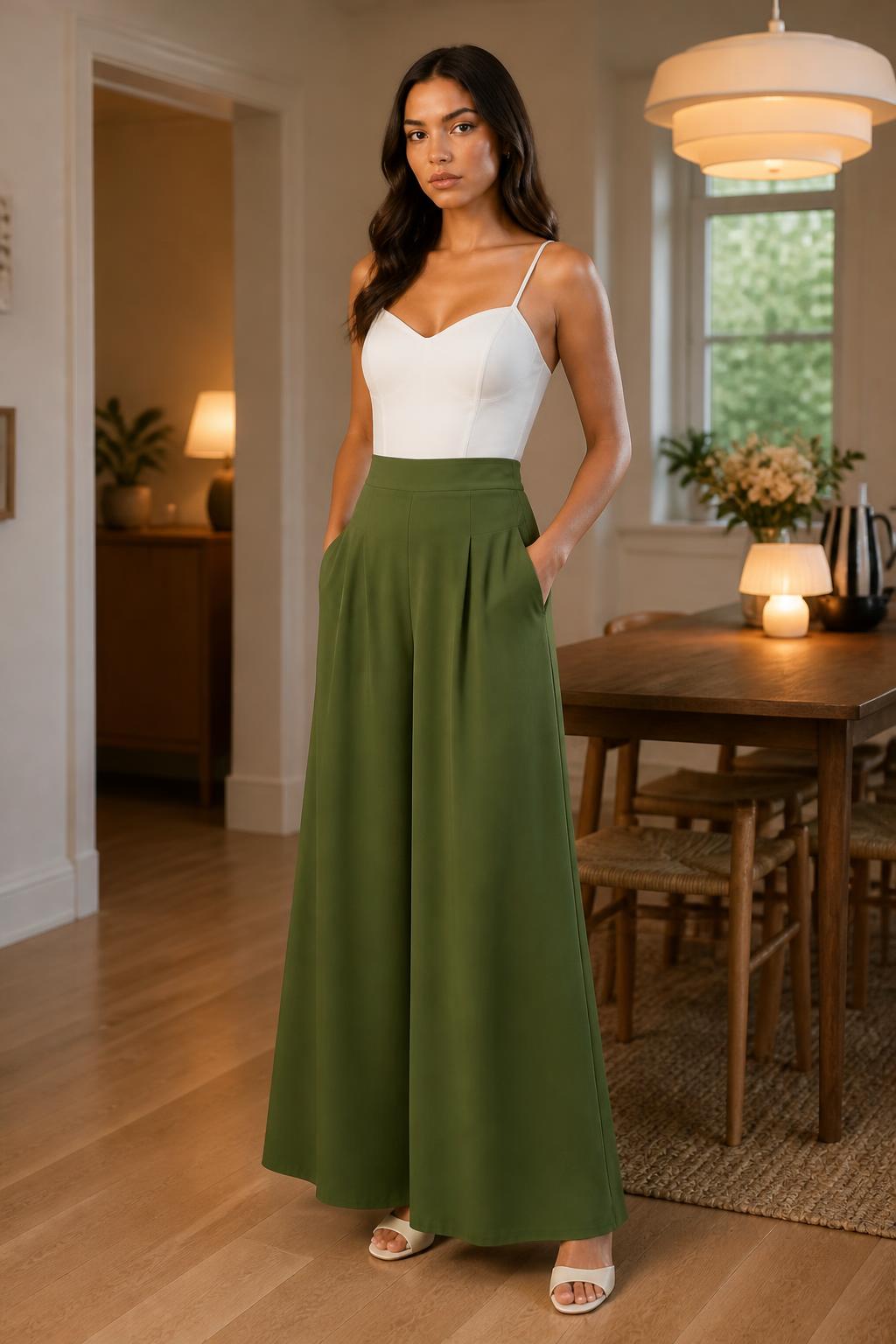 Isabella | High Waisted Shorts, Pleated Wide-Leg with Pockets