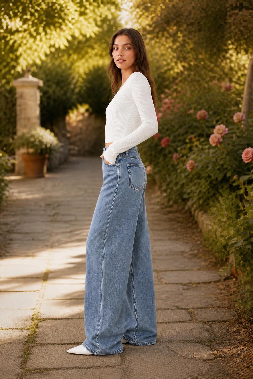 Emma | Baggy Blue Jeans Womens, Light Stonewashed High-Waist Wide Leg