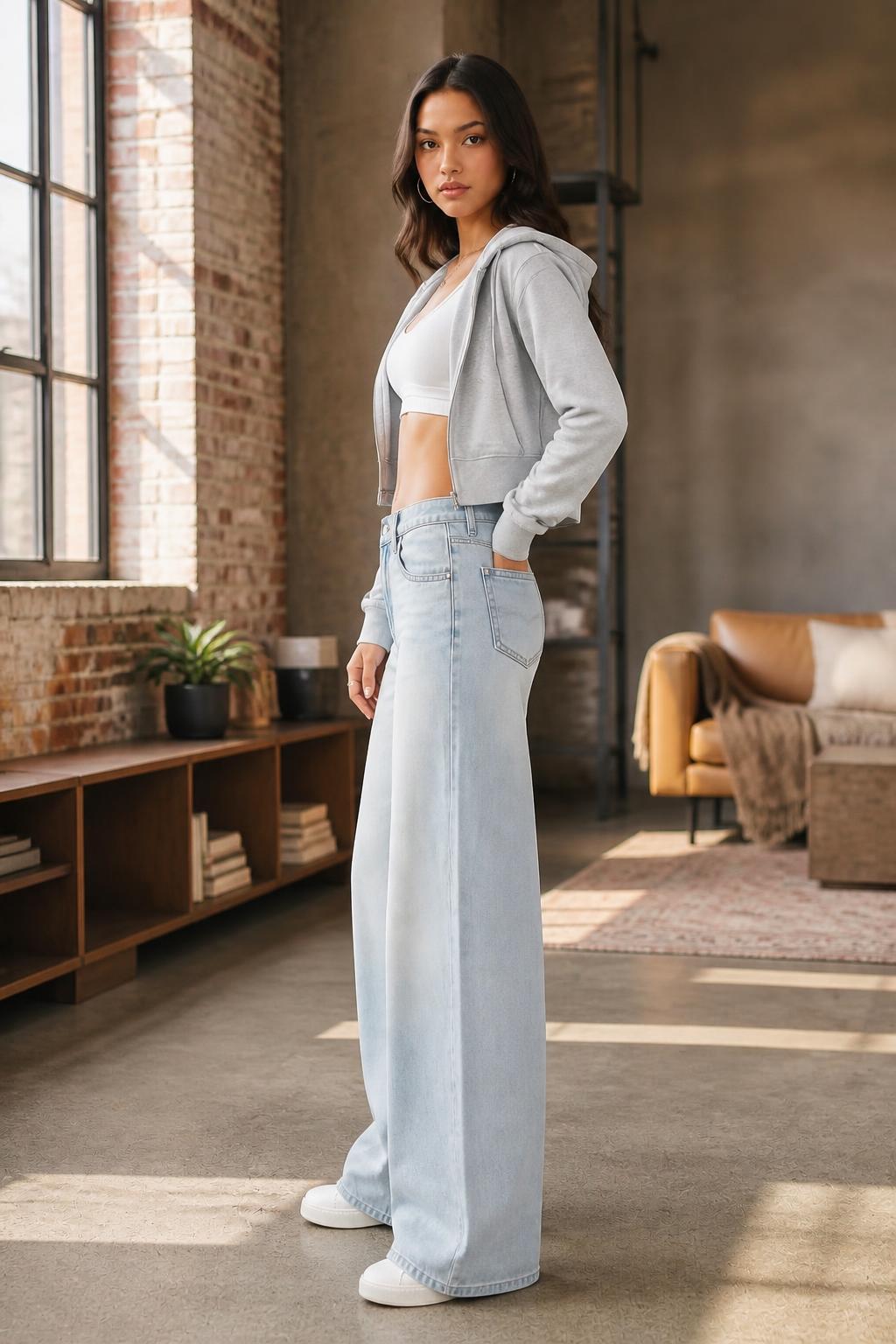 Sofia | Straight Leg Jeans Women, Casual Washed Denim